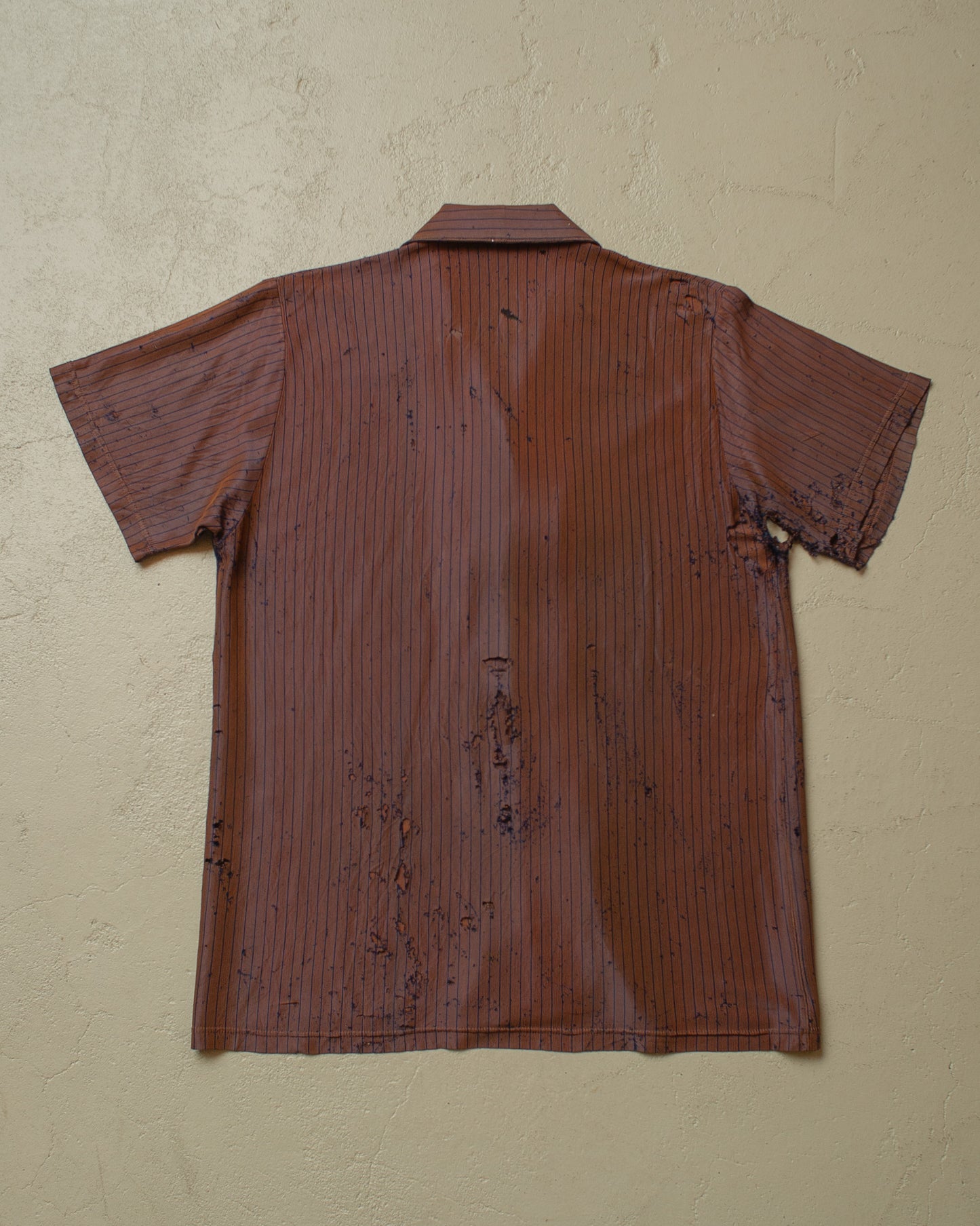 1940s thrashed German pinstriped Silk Shirt - S/M