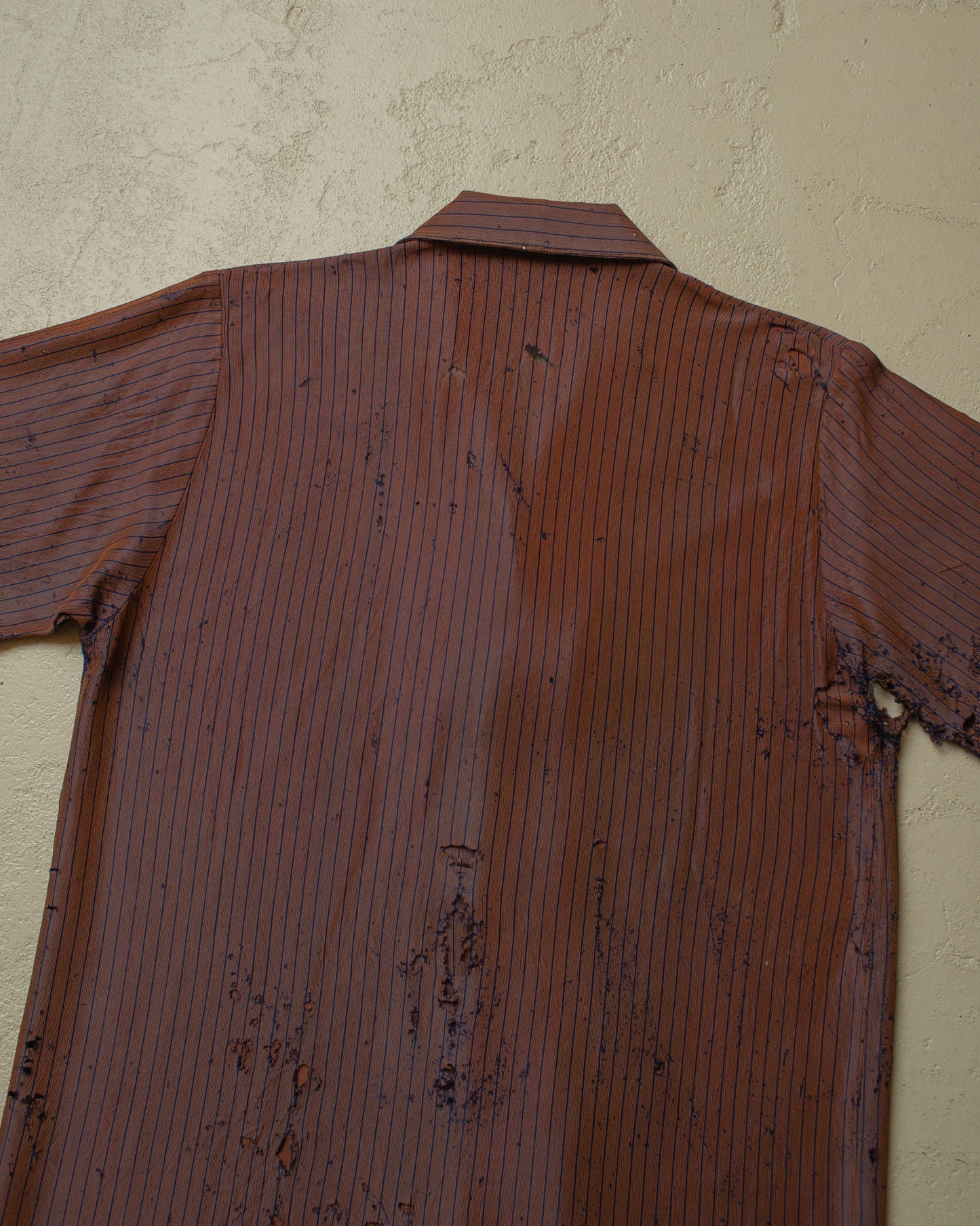 1940s thrashed German pinstriped Silk Shirt - S/M