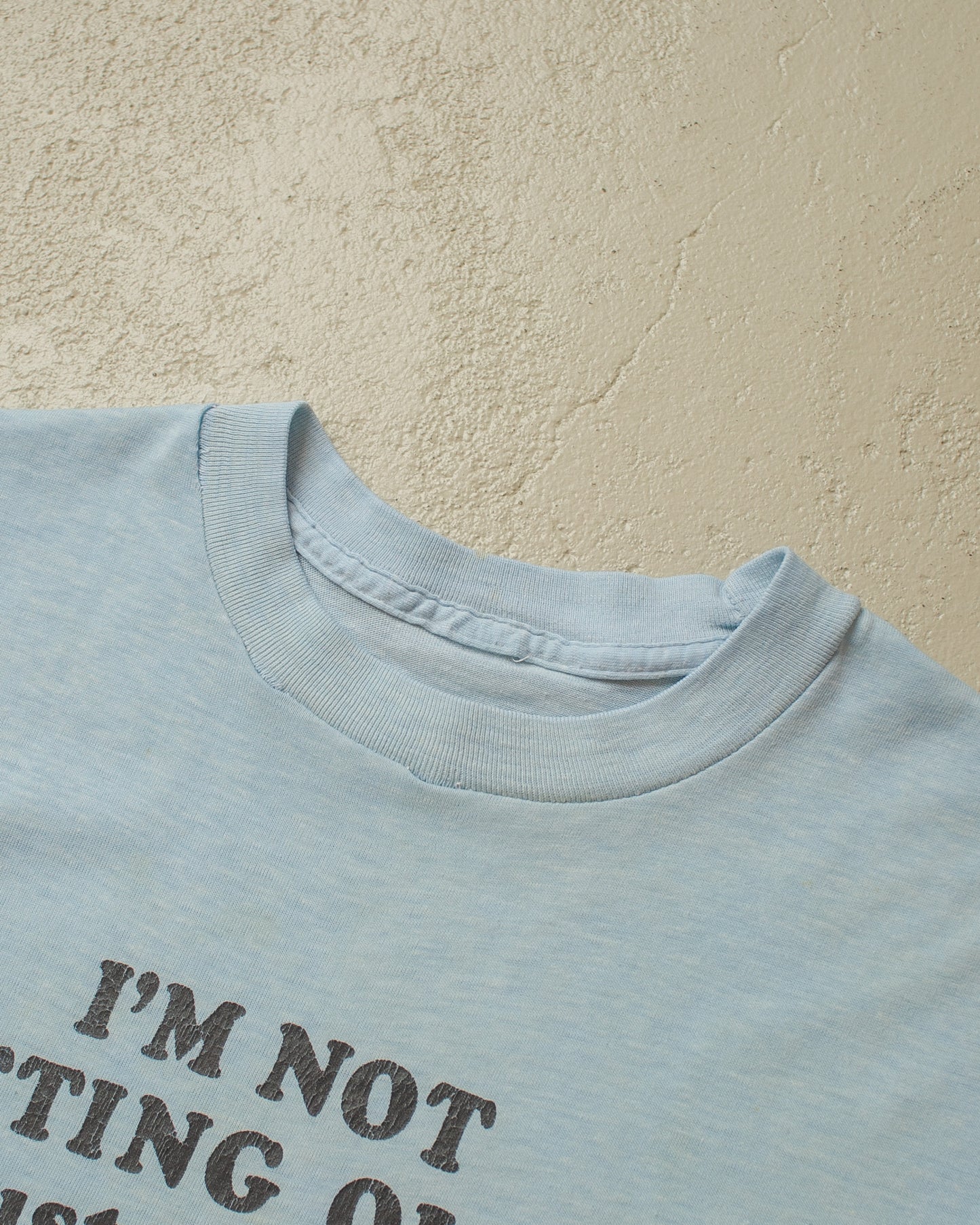 1980s distressed "getting better" T-shirt blue - XS/S