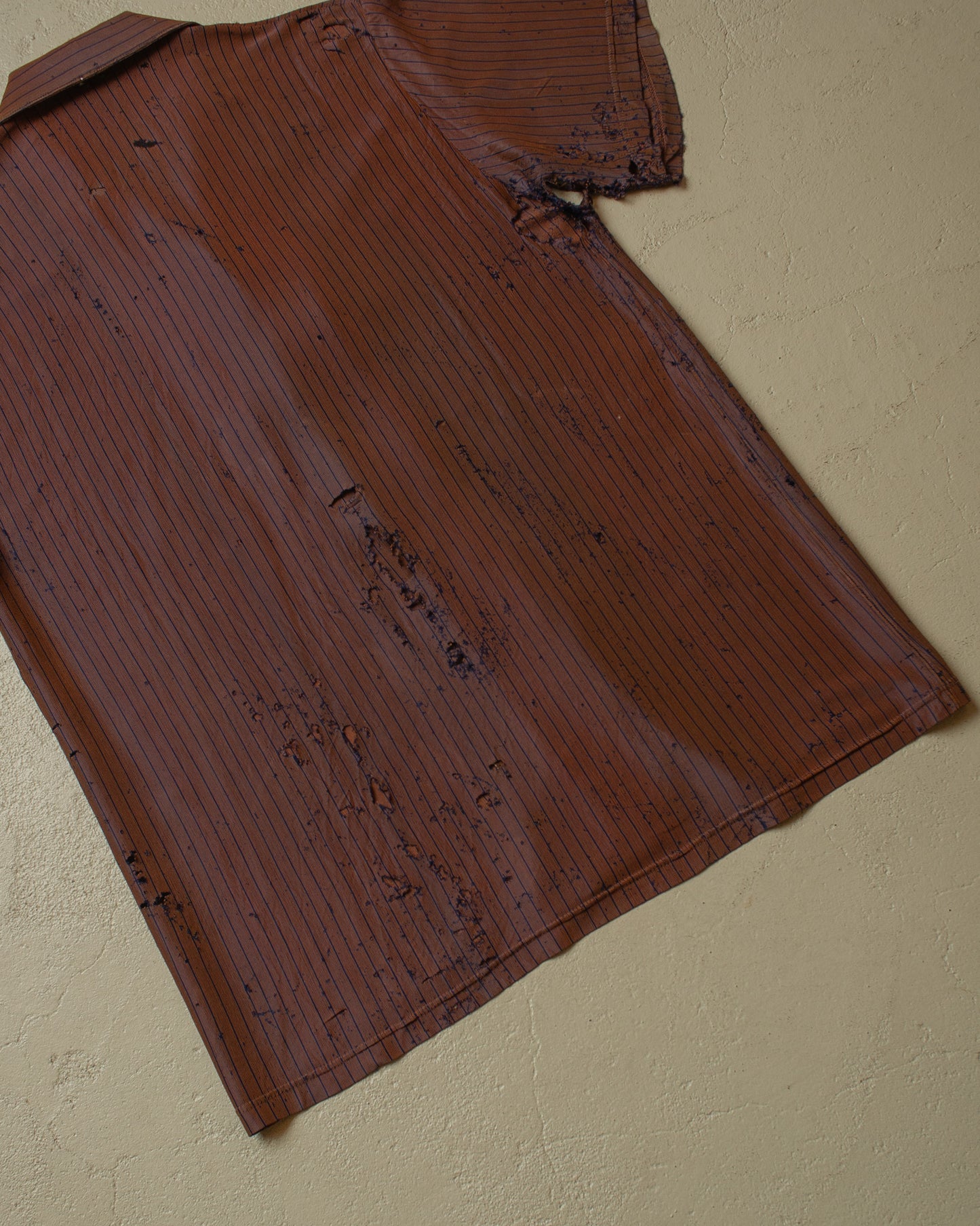 1940s thrashed German pinstriped Silk Shirt - S/M