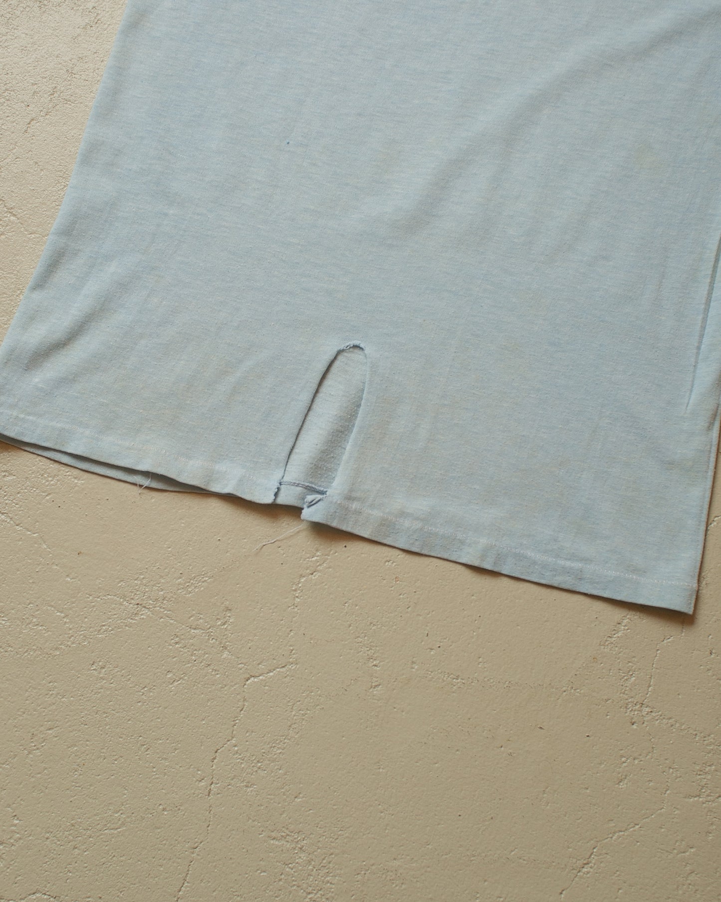 1980s distressed "getting better" T-shirt blue - XS/S