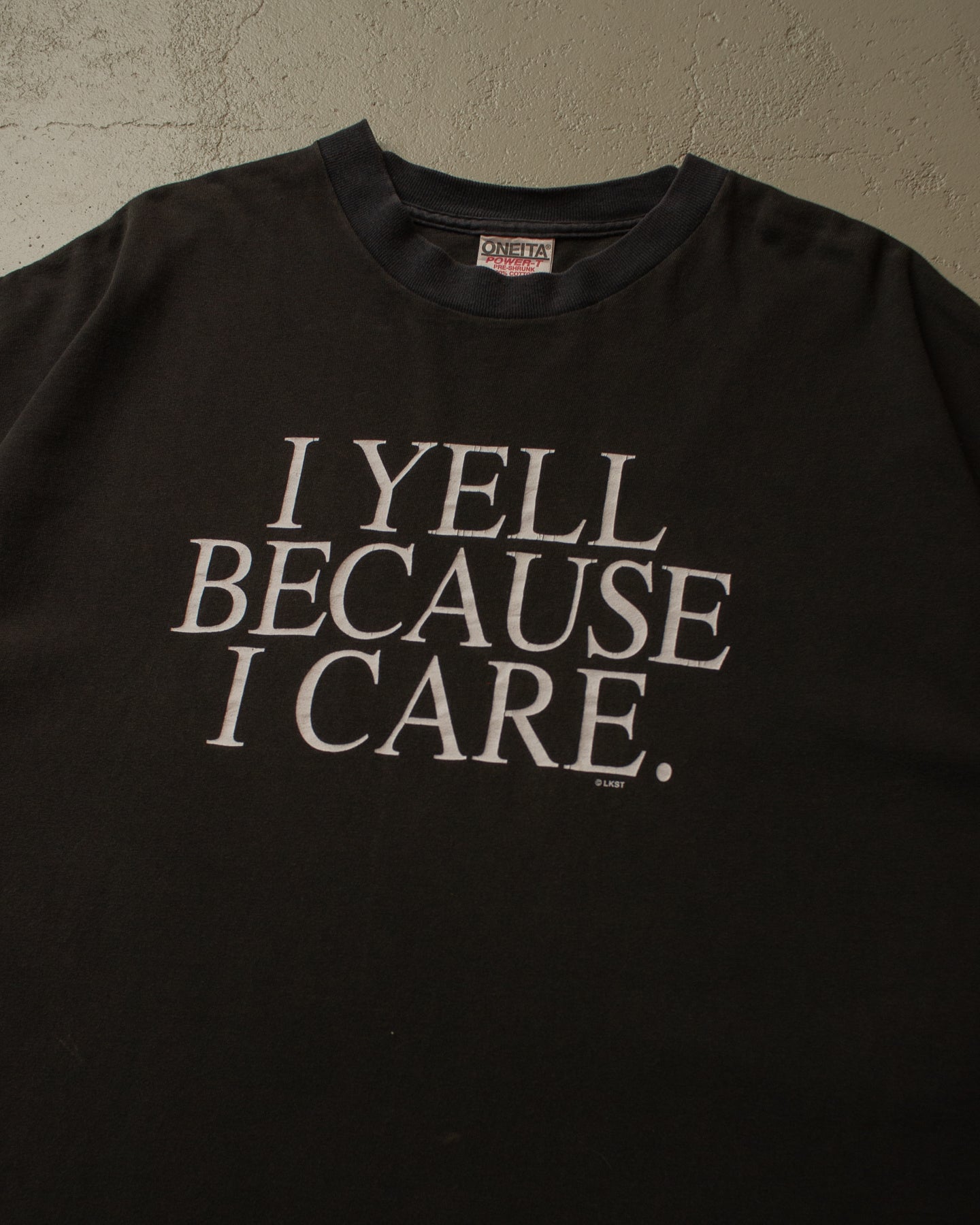 90s `I Yell because i care` T-shirt - XXL