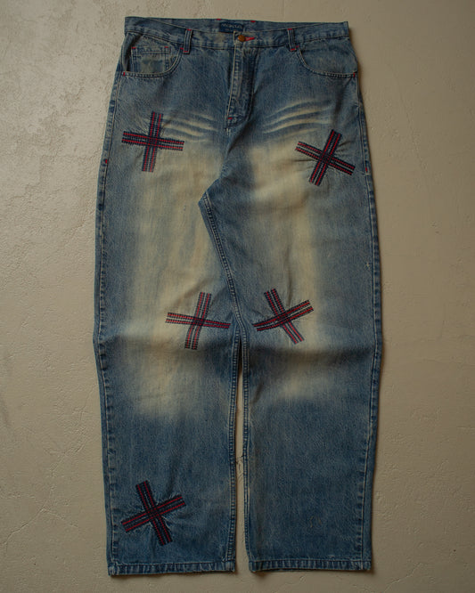 2000s Nakuz Embroidered Baggy Jeans - 38