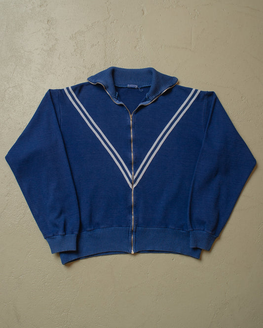 1960s German Cotton Zip Sweatshirt blue - M