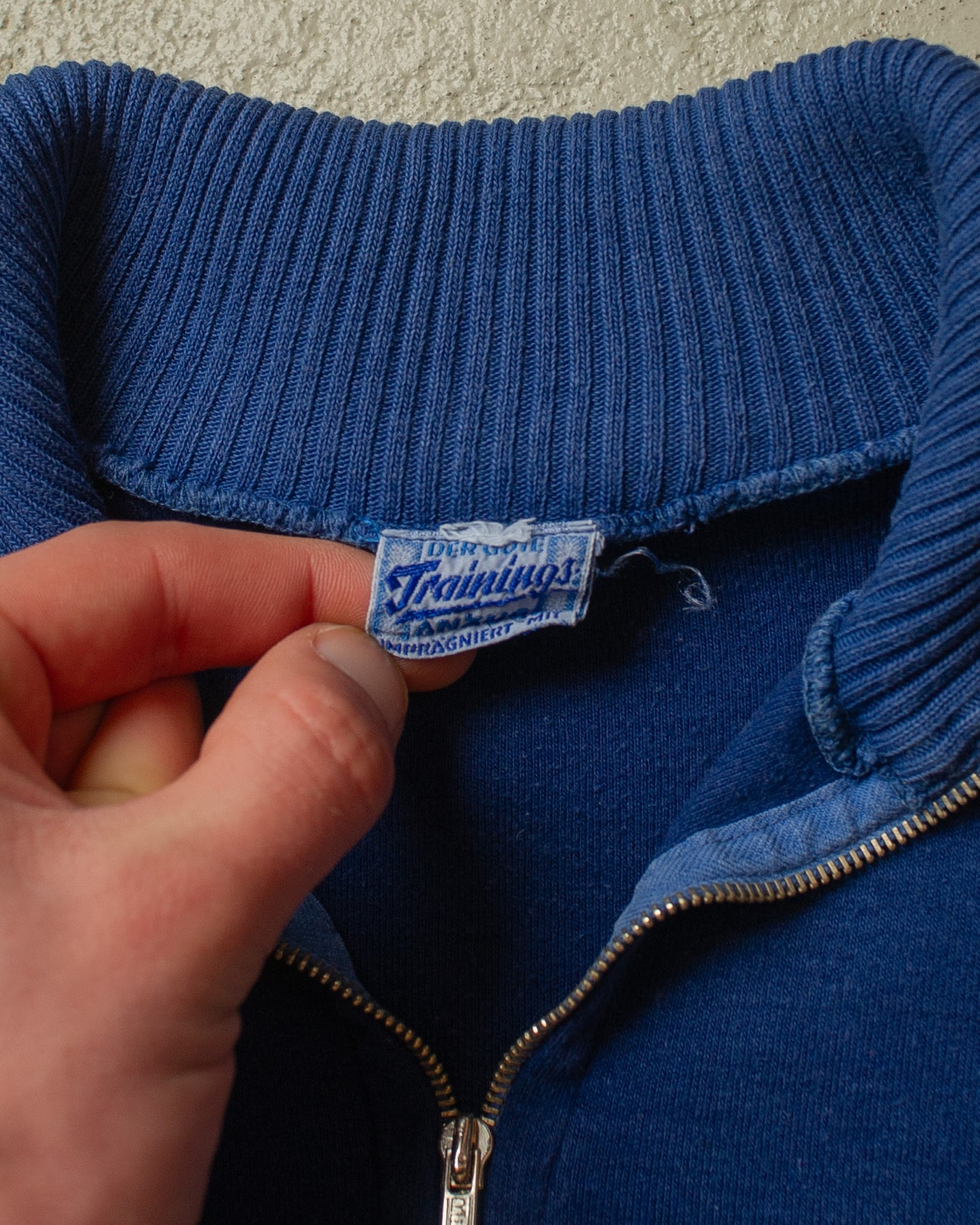 1960s German Cotton Zip Sweatshirt blue - M