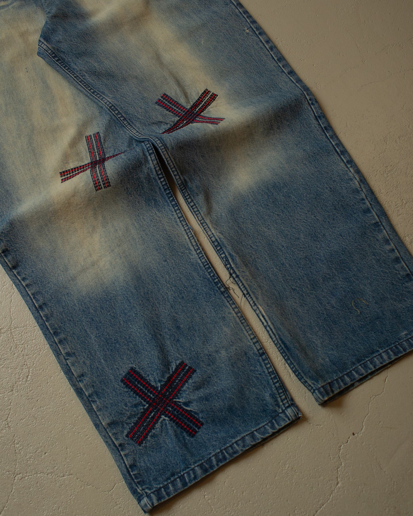 2000s Nakuz Embroidered Baggy Jeans - 38