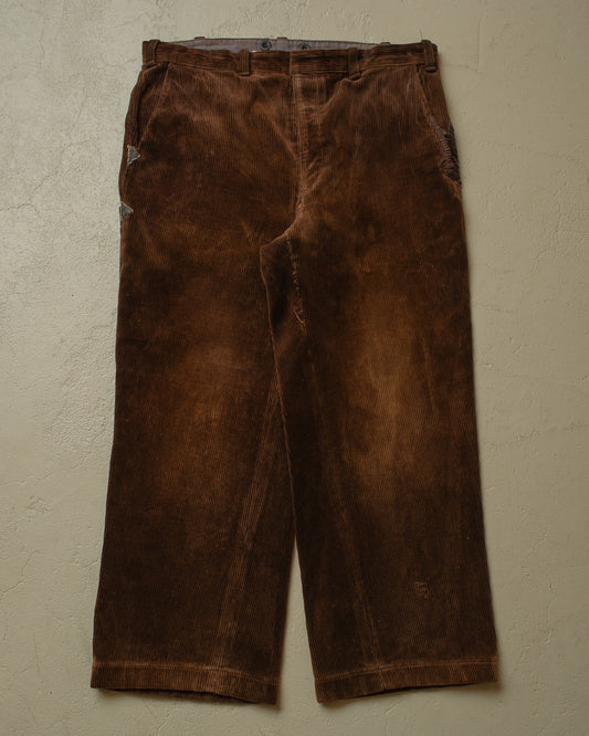 1960s repaired German Corduroy Work Pants brown - W34/35 L26