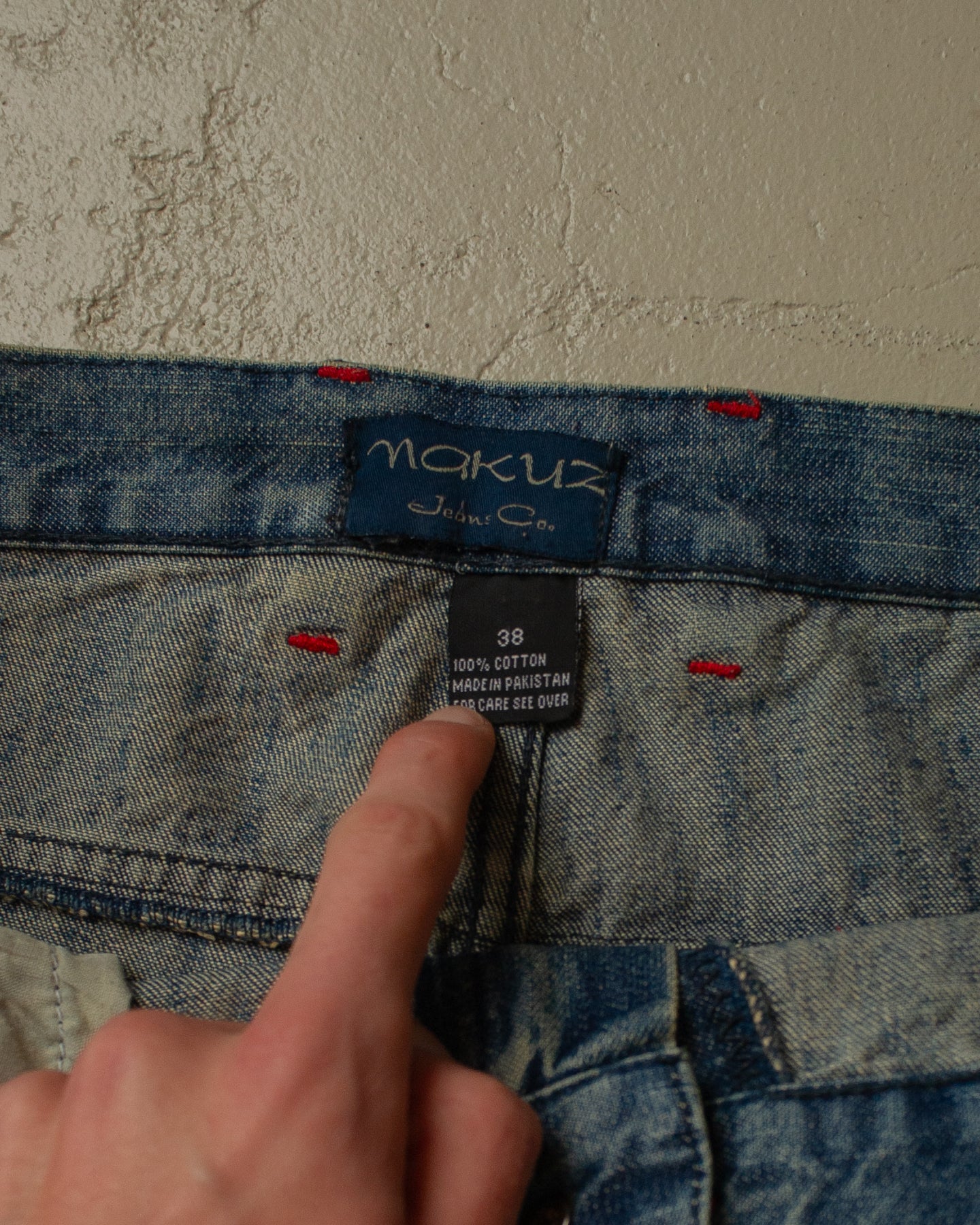 2000s Nakuz Embroidered Baggy Jeans - 38