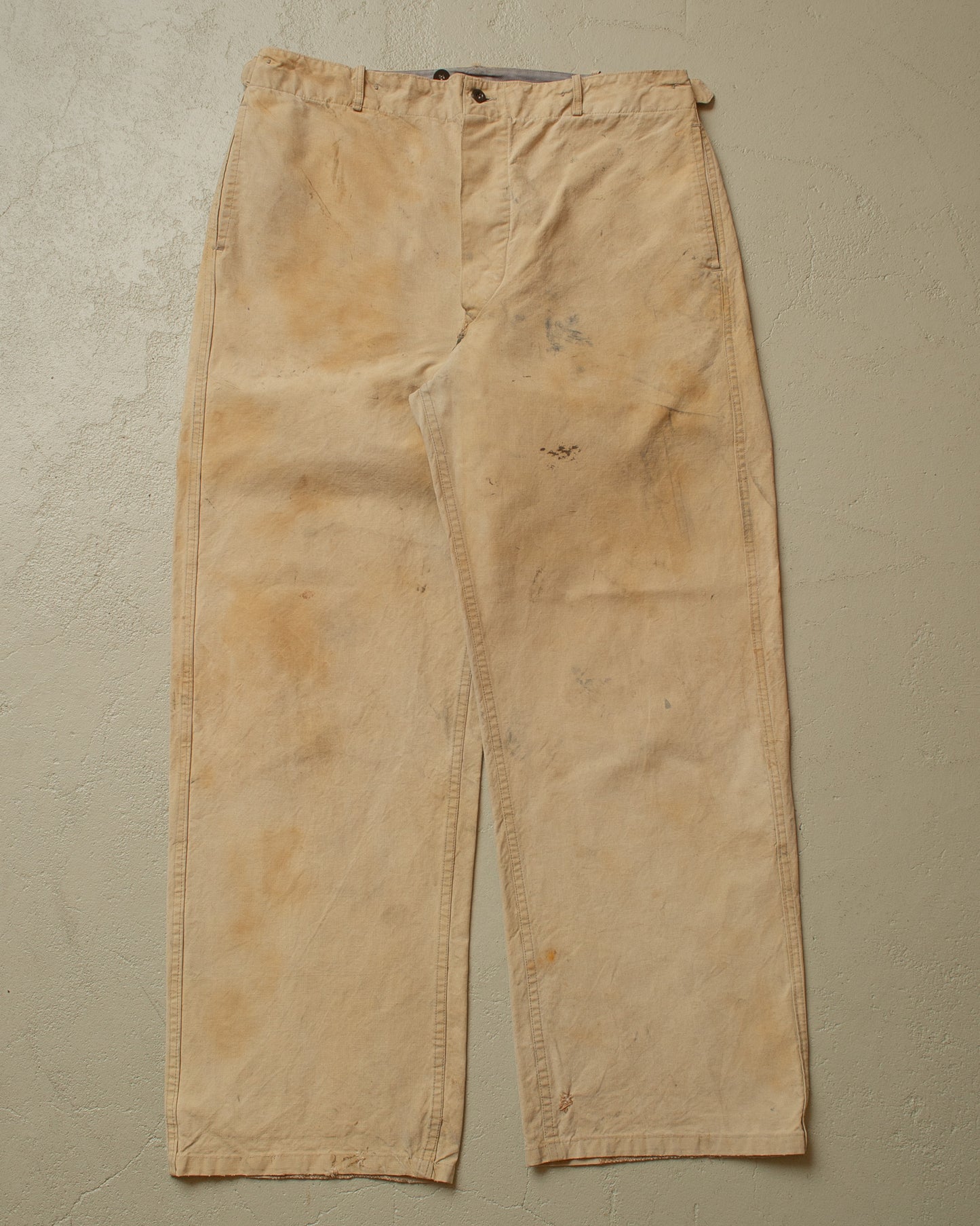 1930s/40s German Light Work Pants beige - W33 L29