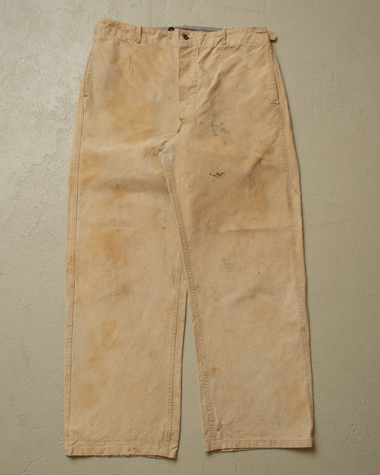 1930s/40s German Light Work Pants beige - W33 L29