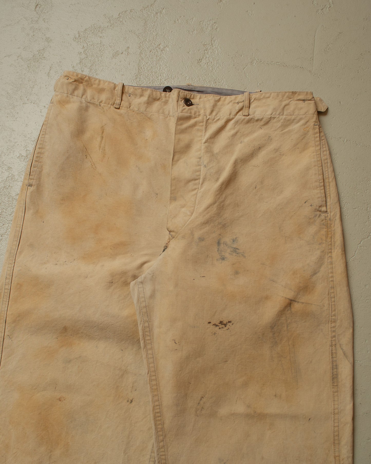 1930s/40s German Light Work Pants beige - W33 L29