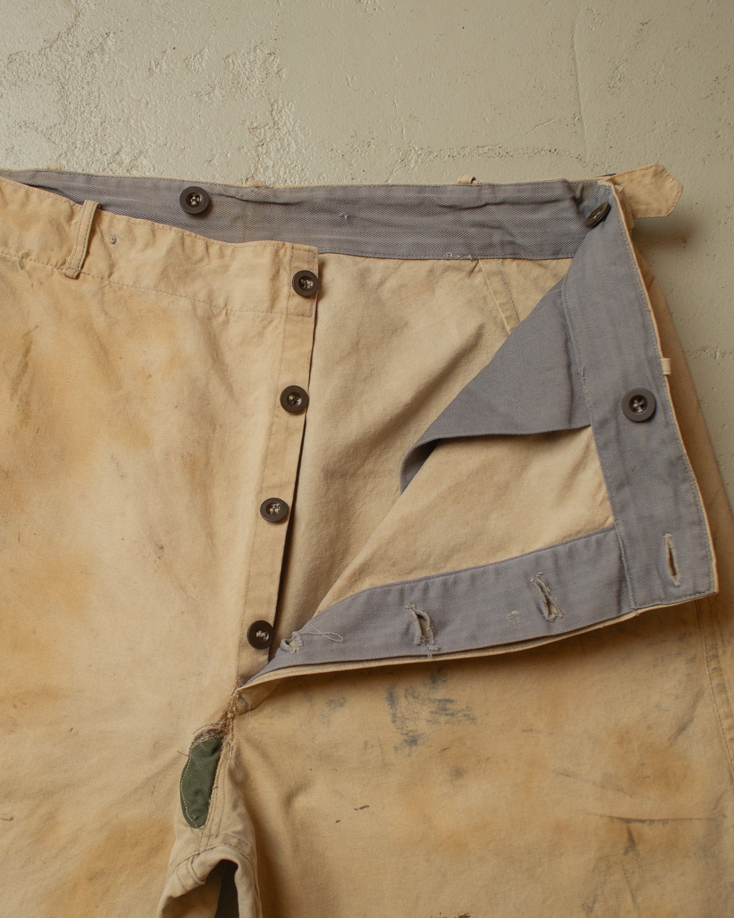 1930s/40s German Light Work Pants beige - W33 L29