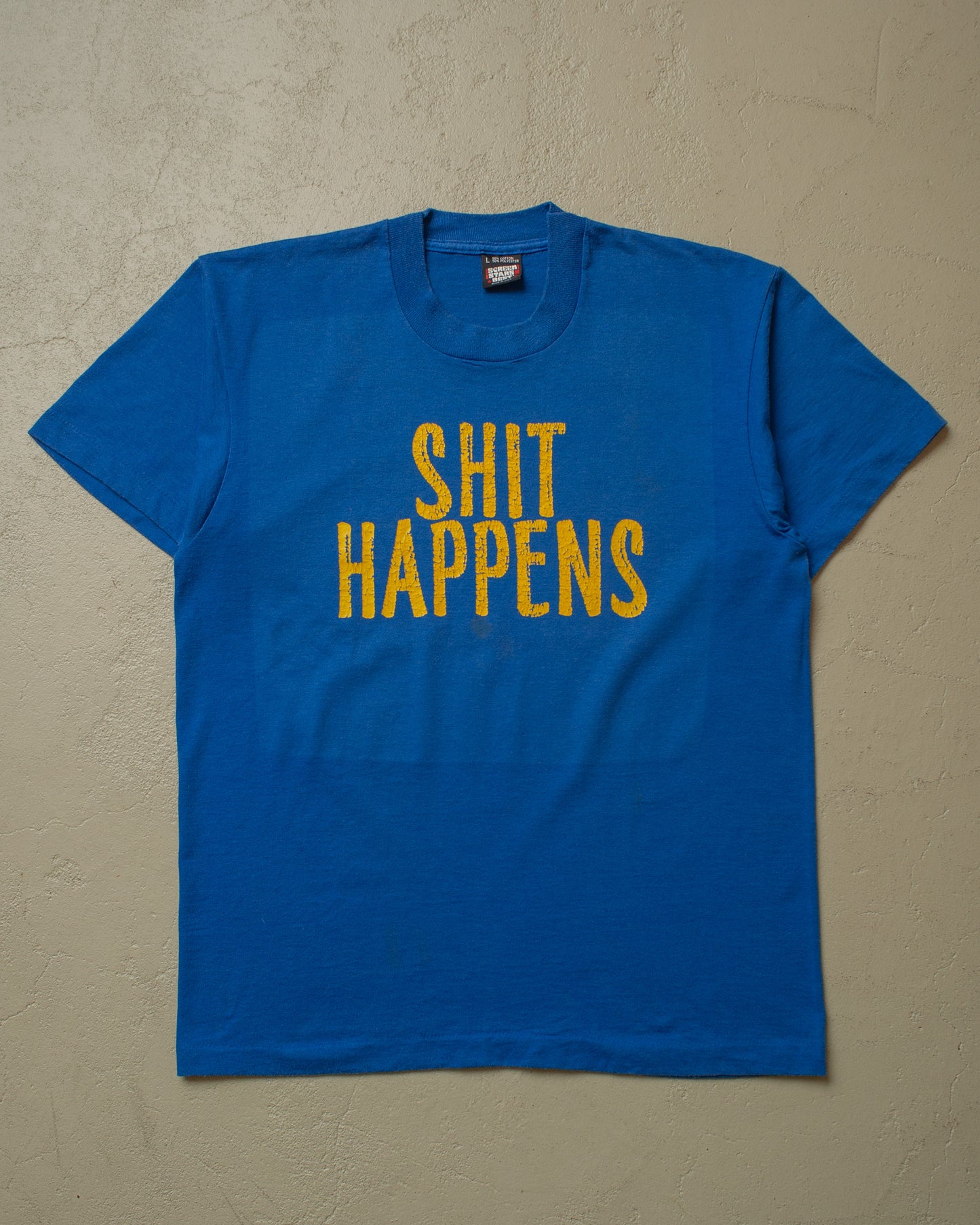 1990s "Shit happens" T-shirt blue - M/L