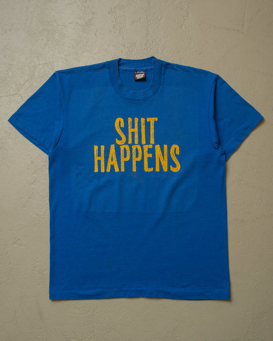 1990s "Shit happens" T-shirt blue - M/L