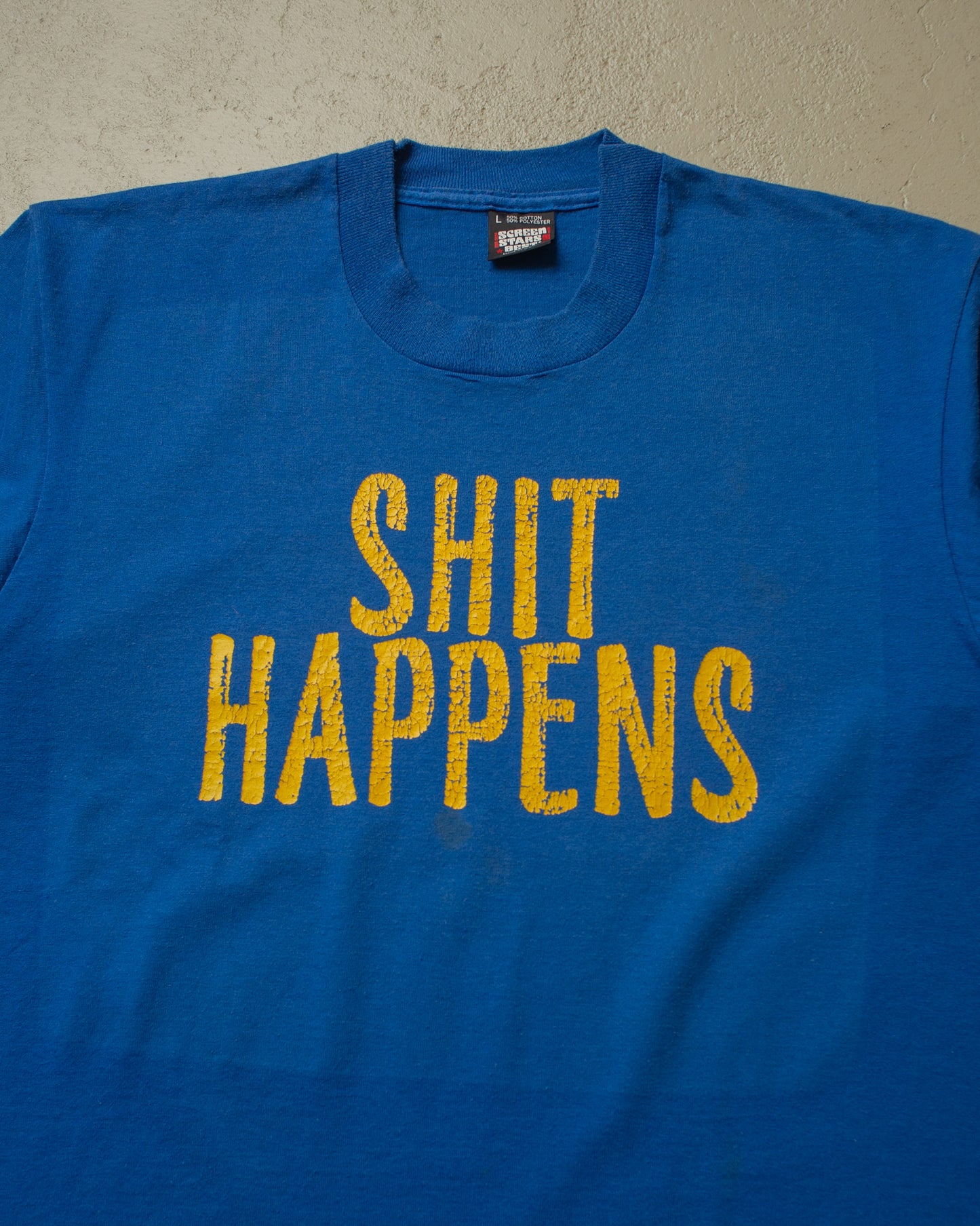1990s "Shit happens" T-shirt blue - M/L