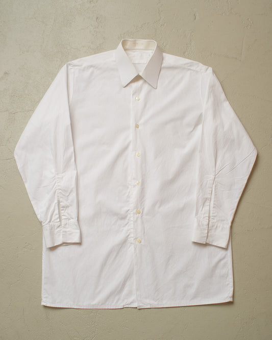 1960s German Jacquard Dress Shirt white - M/L