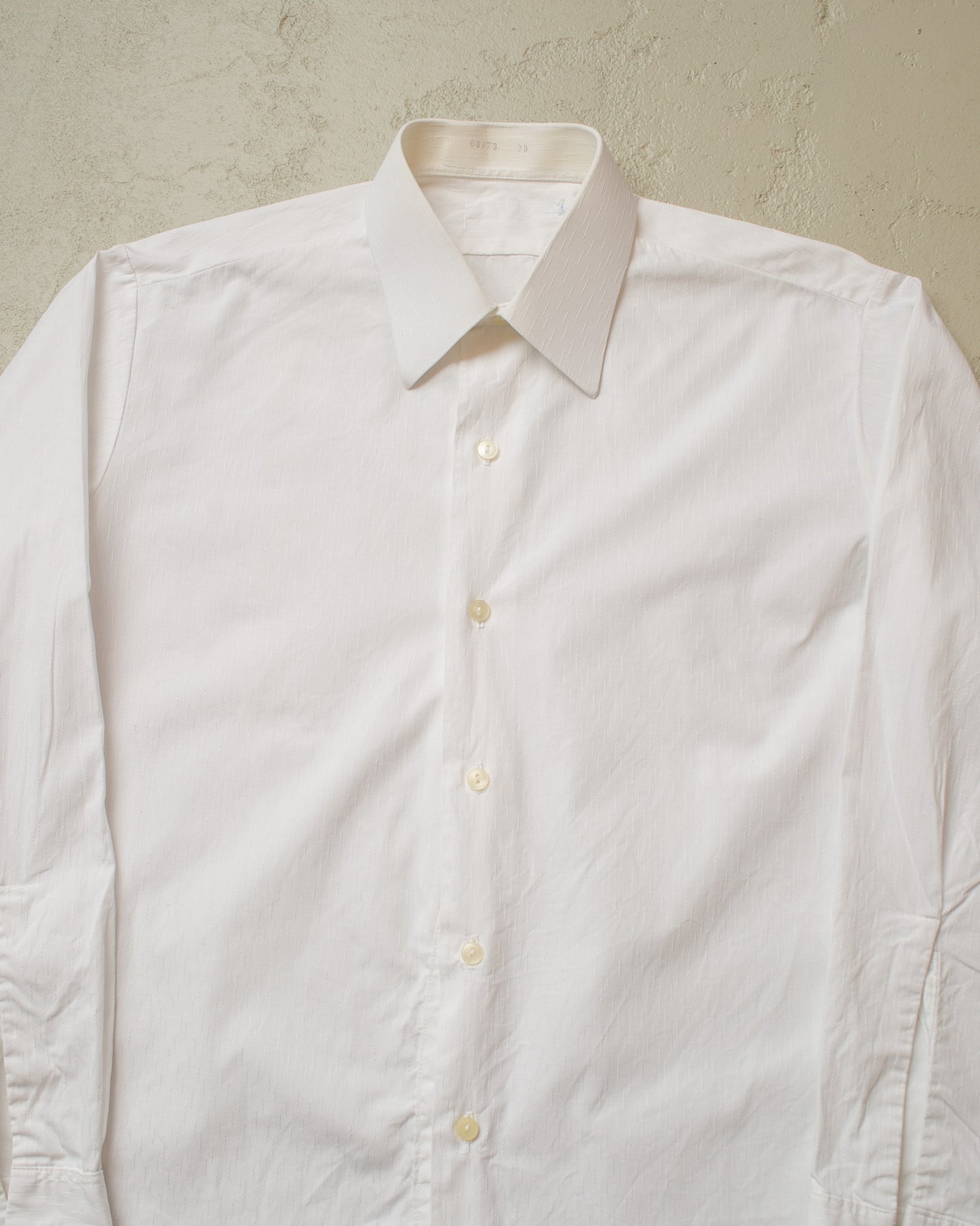 1960s German Jacquard Dress Shirt white - M/L