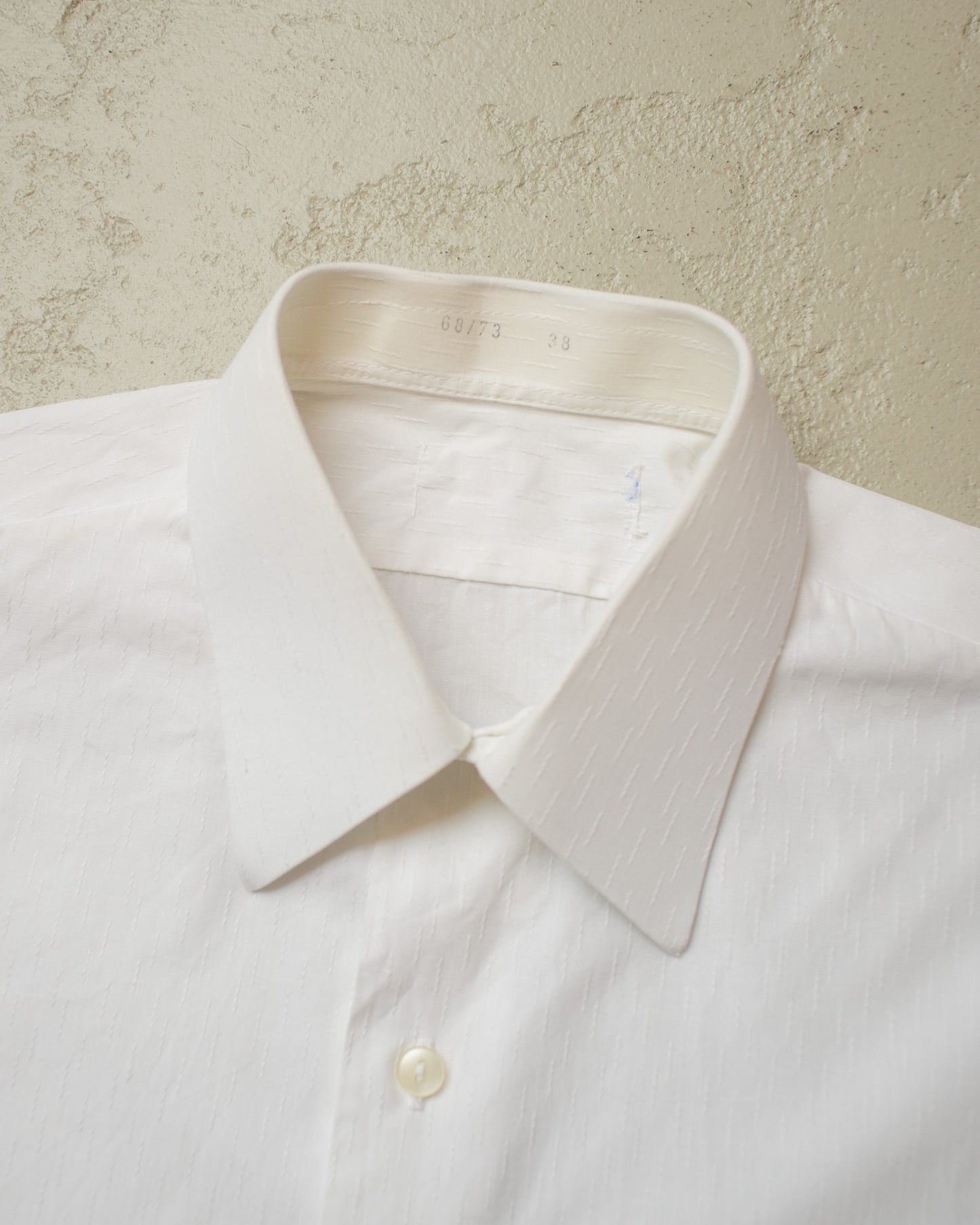 1960s German Jacquard Dress Shirt white - M/L