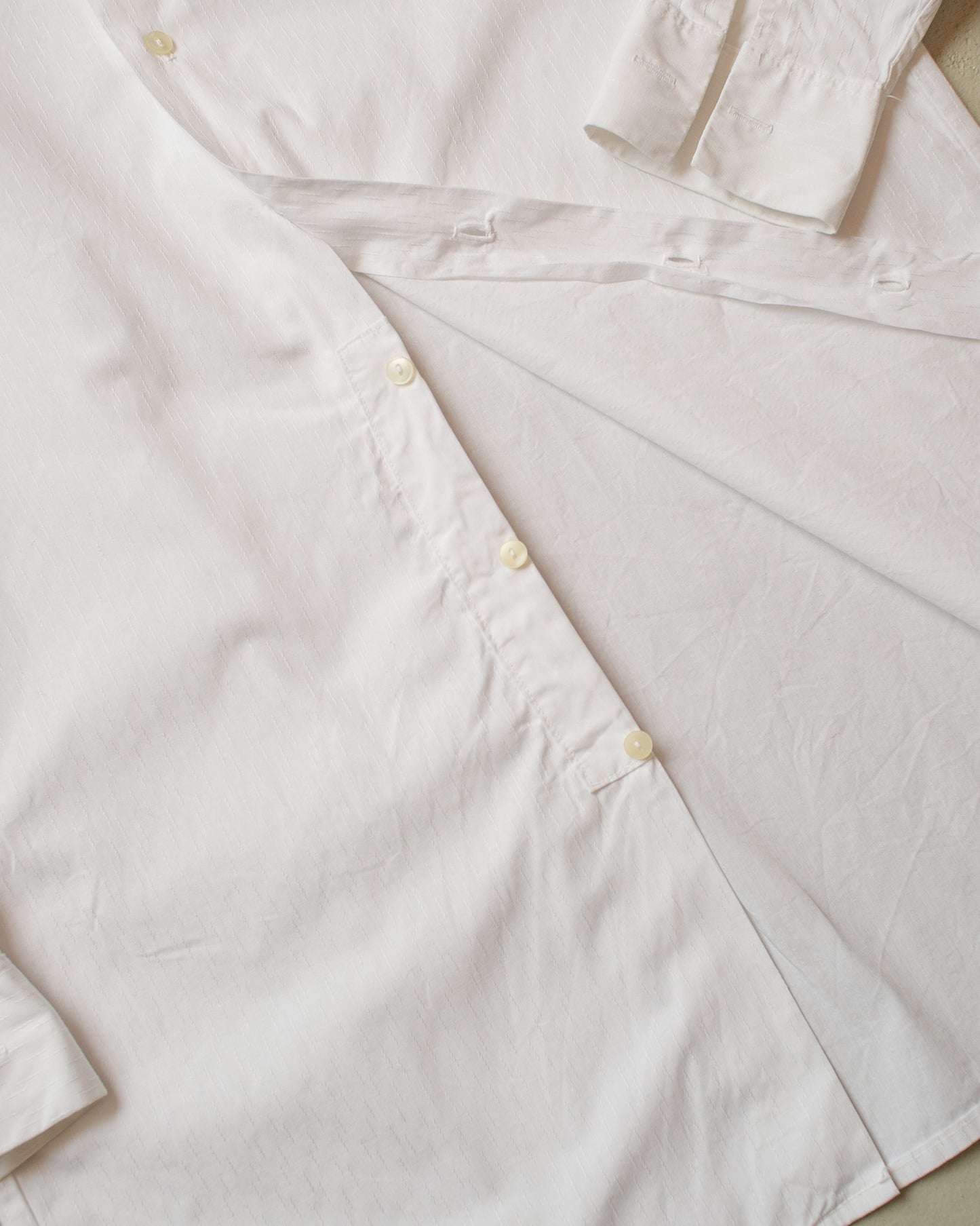 1960s German Jacquard Dress Shirt white - M/L