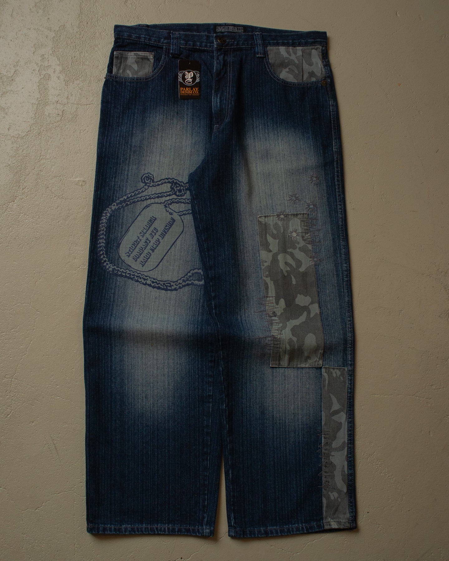 2000s Deadstock Parlay Printed Baggy Jeans - 38x32