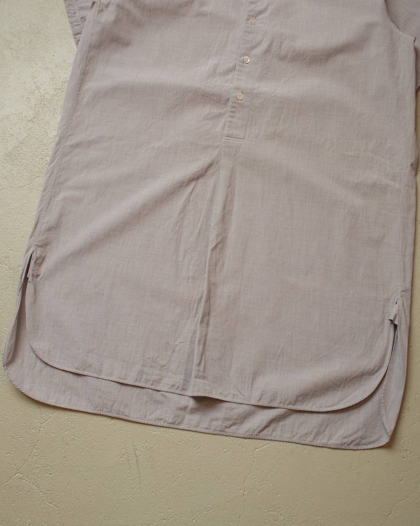 1930s/40s German Spearpoint Collar Short Sleeve Shirt grey/blue - M