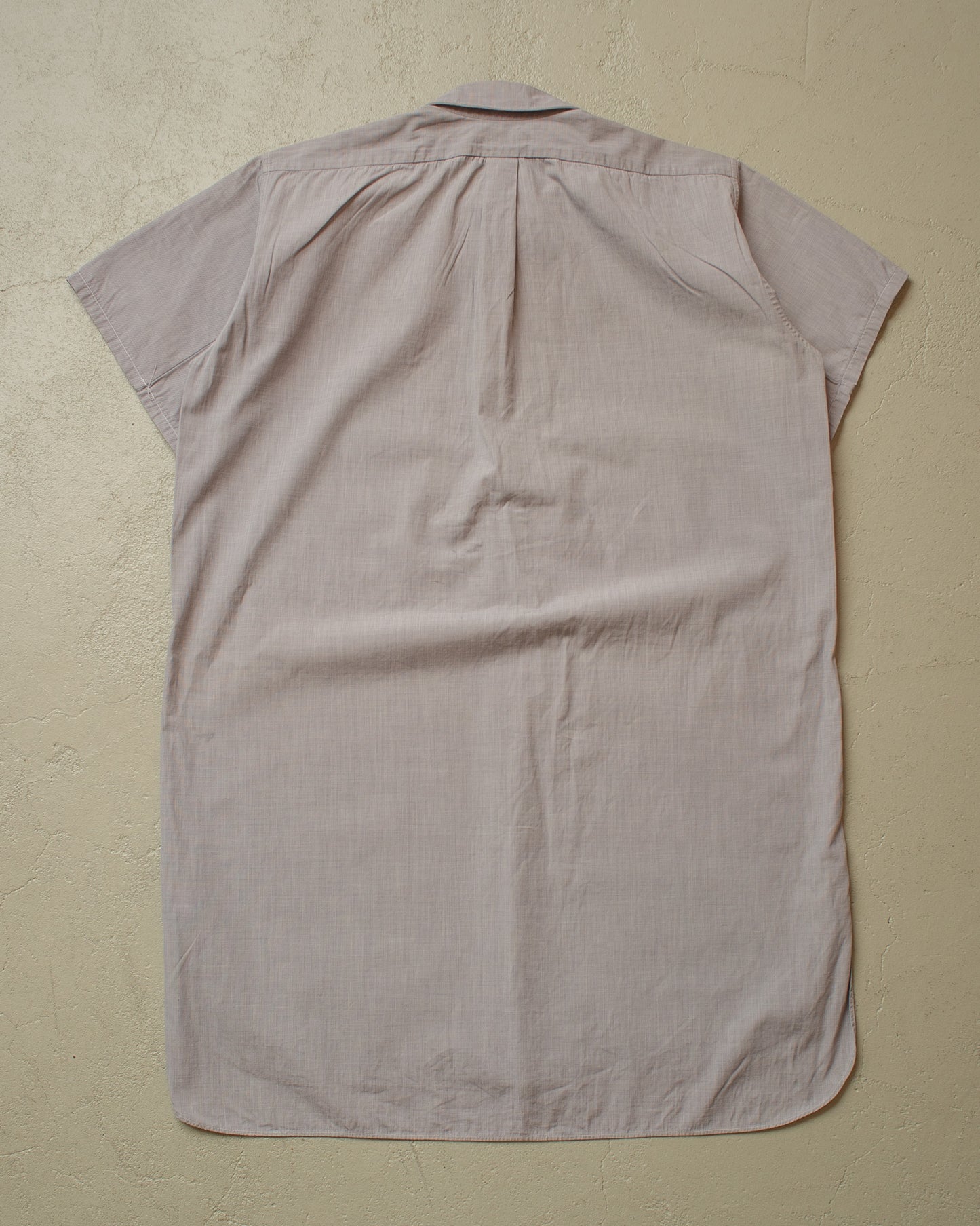 1930s/40s German Spearpoint Collar Short Sleeve Shirt grey/blue - M