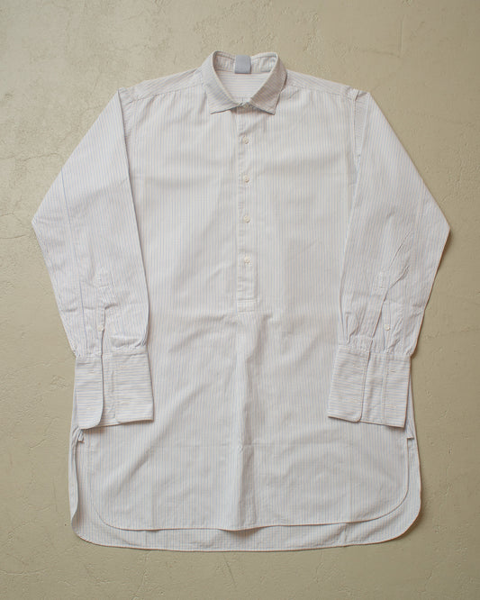 1920/30s German "wul" striped Kent Collar Shirt white - L