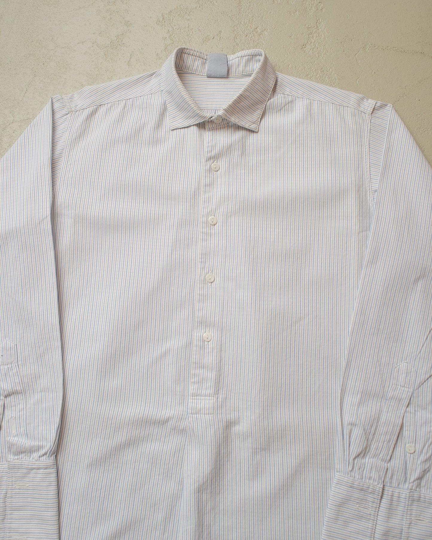 1920/30s German "wul" striped Kent Collar Shirt white - L