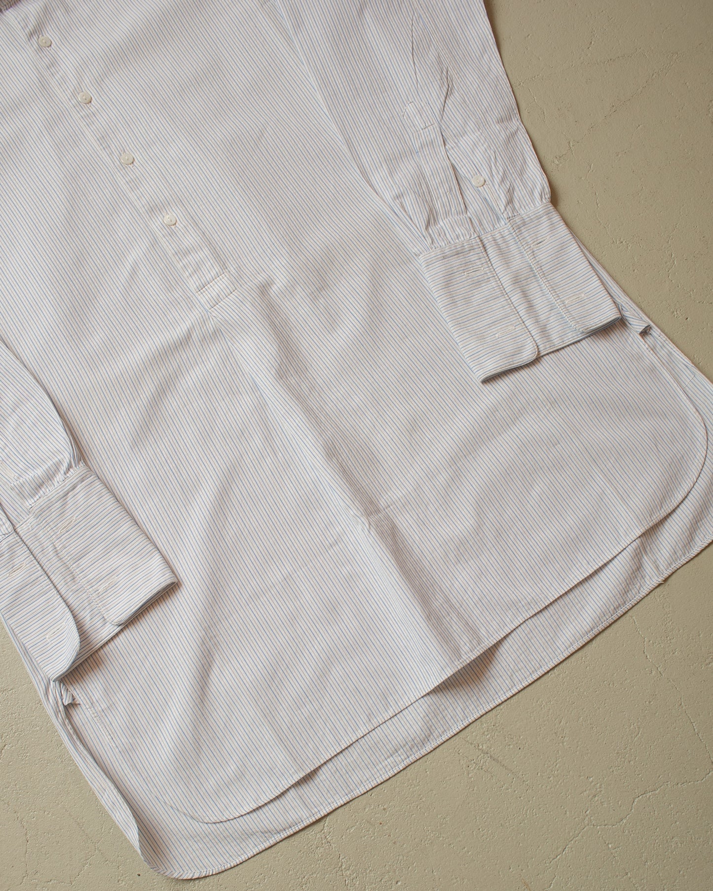 1920/30s German "wul" striped Kent Collar Shirt white - L
