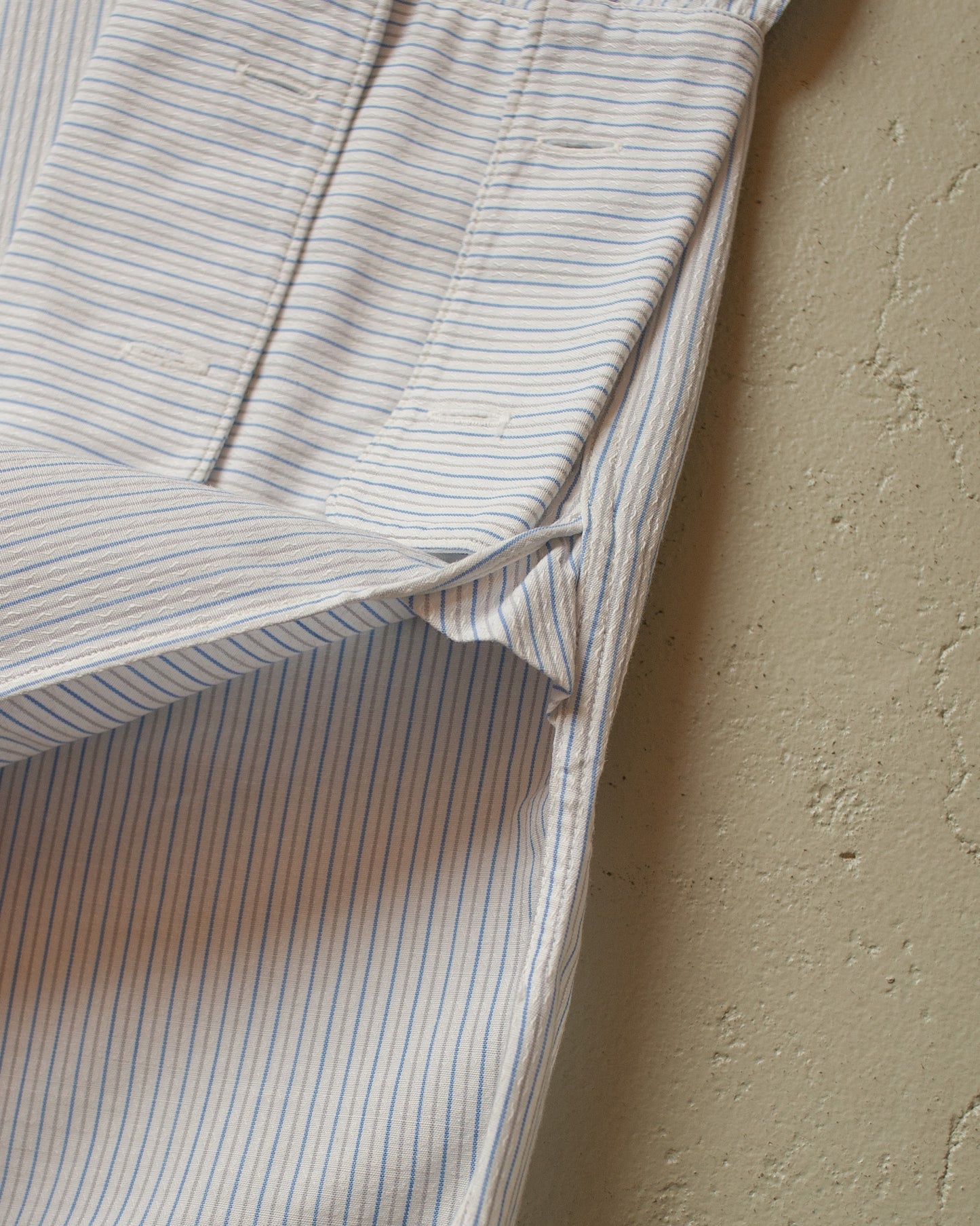 1920/30s German "wul" striped Kent Collar Shirt white - L