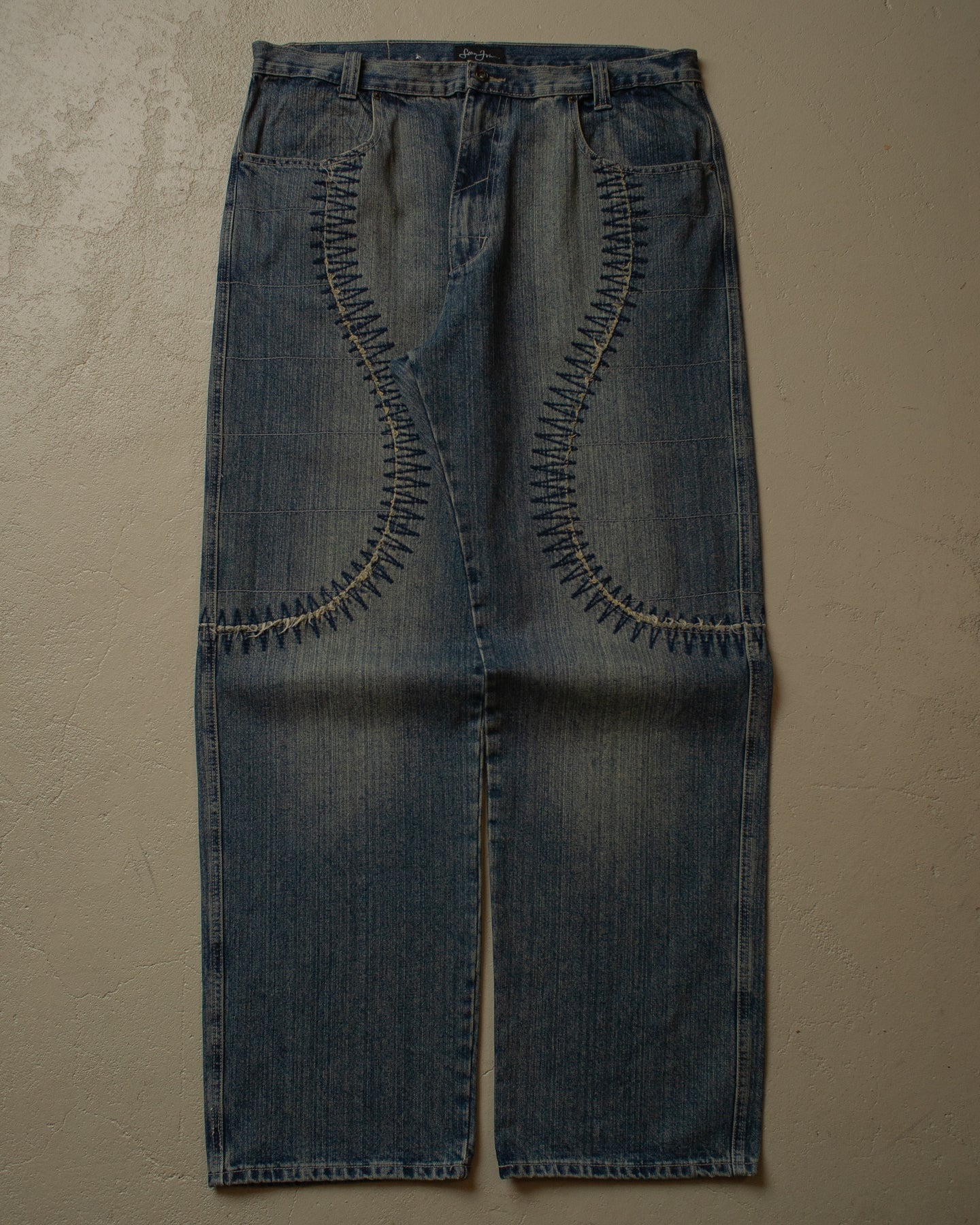 2000s Embroidered Baggy Jeans - 40