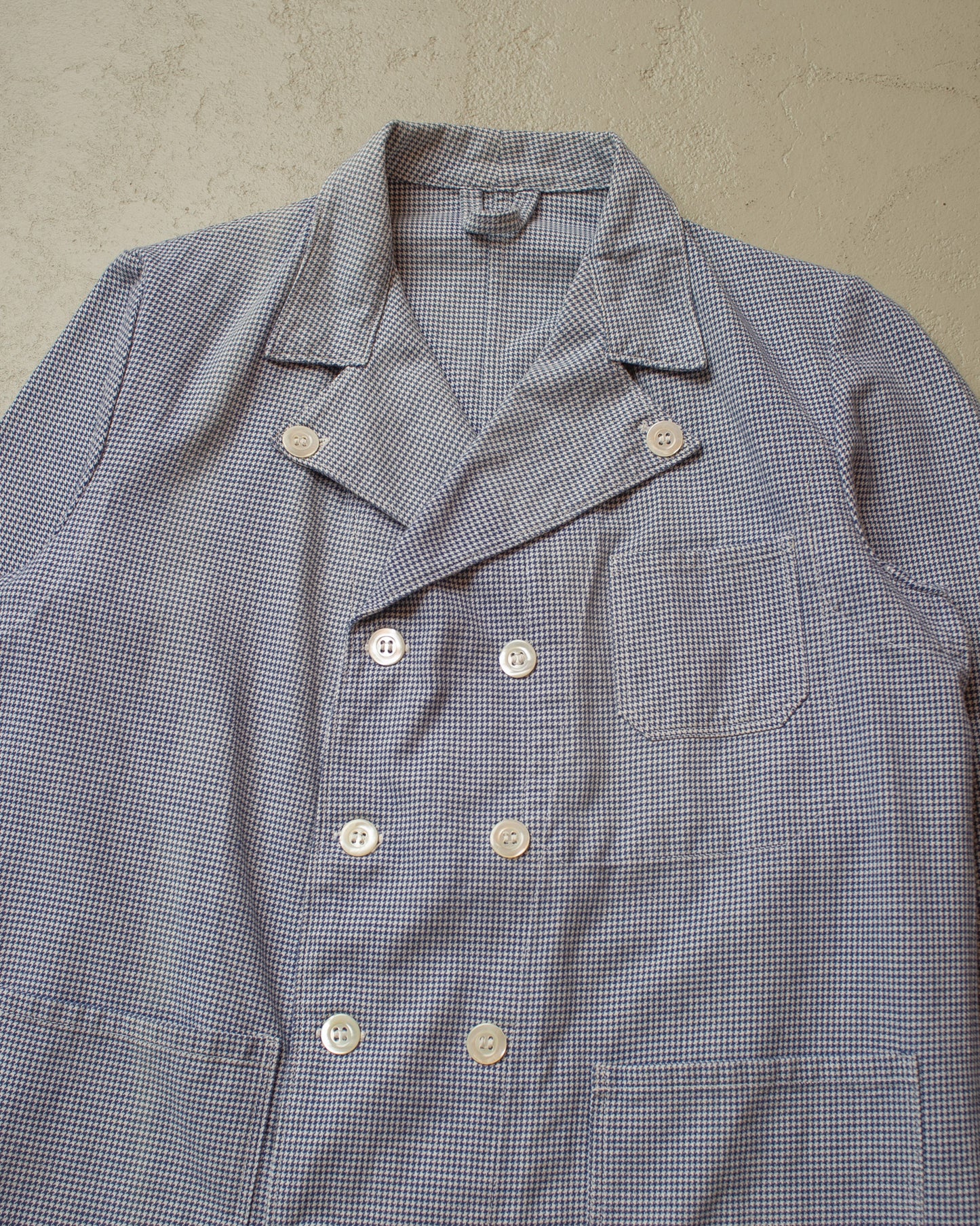 1950s Double Breasted Butchers Work Jacket blue - S/M