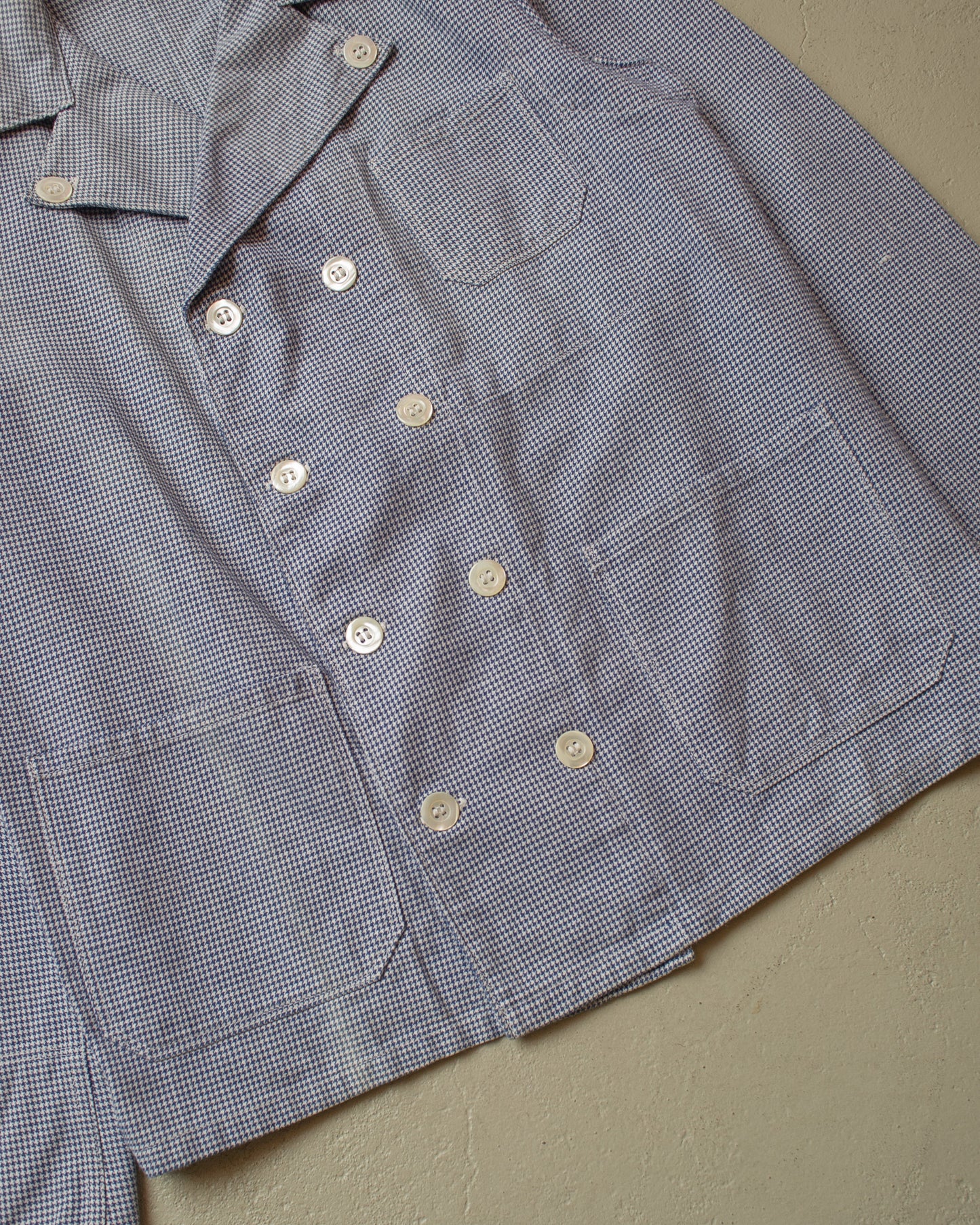 1950s Double Breasted Butchers Work Jacket blue - S/M