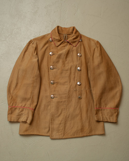 1920s German Volunteer Firefighter Moleskin Jacket brown - S/M