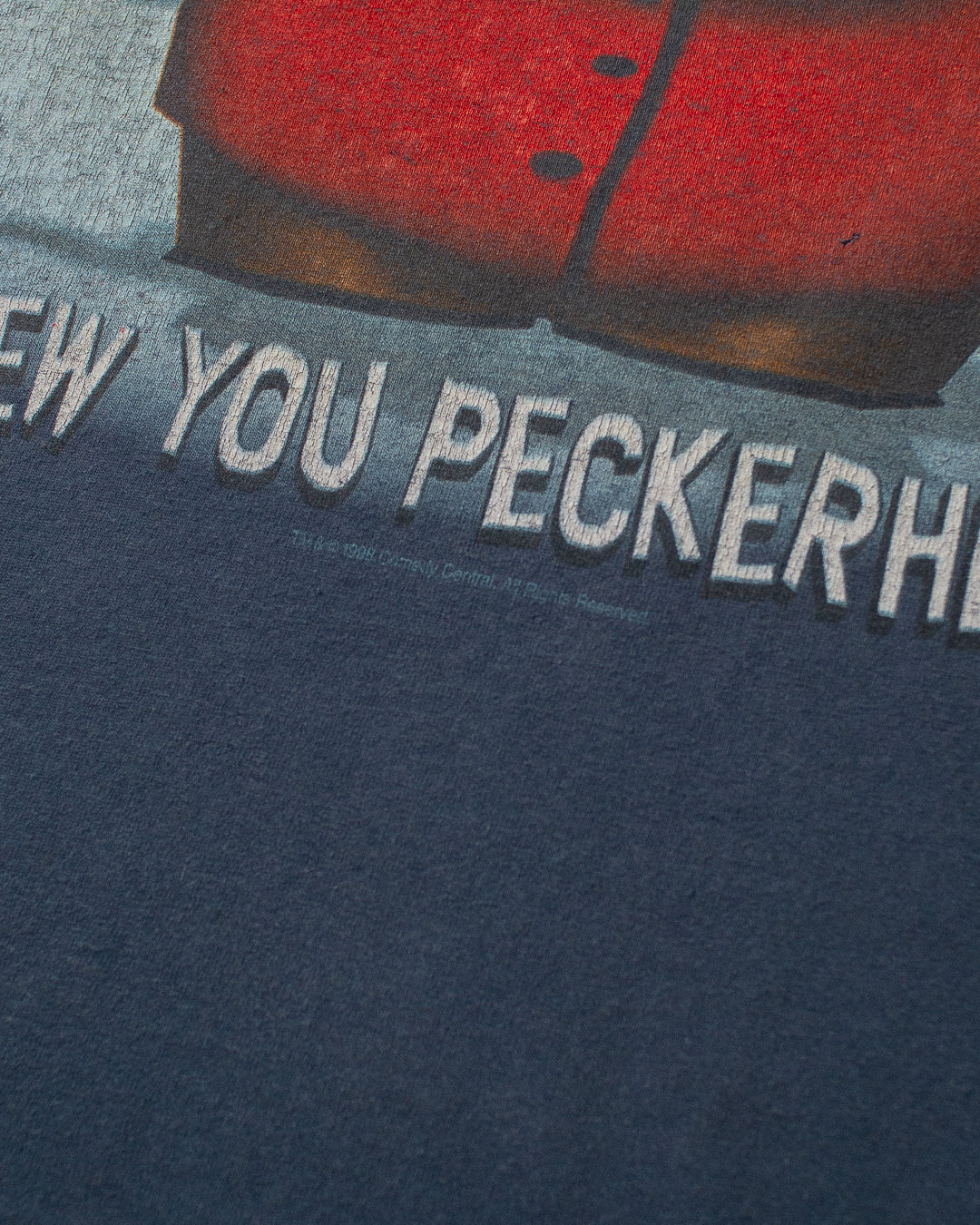 1998 South Park "Screw You Peckerheads" T-shirt blue - L/XL