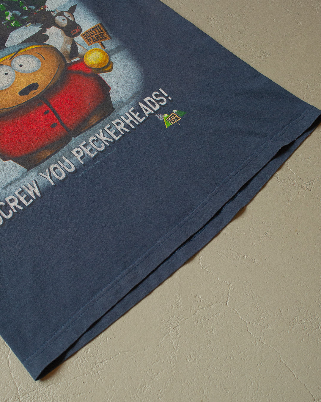 1998 South Park "Screw You Peckerheads" T-shirt blue - L/XL