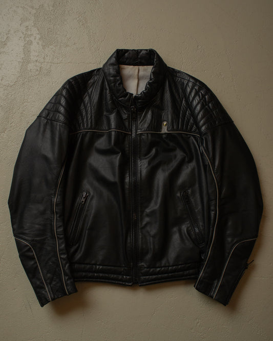 80s BMW Leather Biker Jacket black - M/L