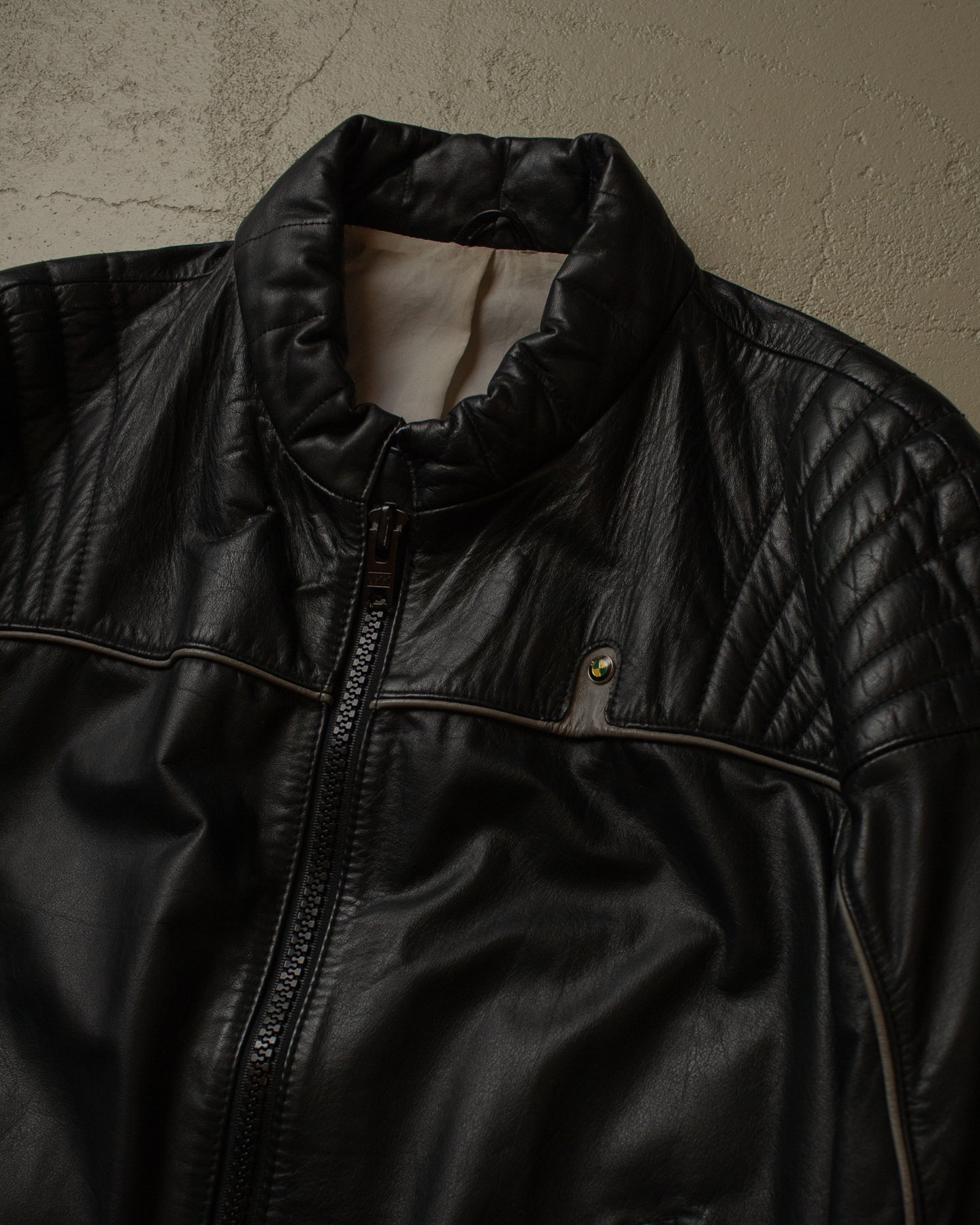 80s BMW Leather Biker Jacket black - M/L