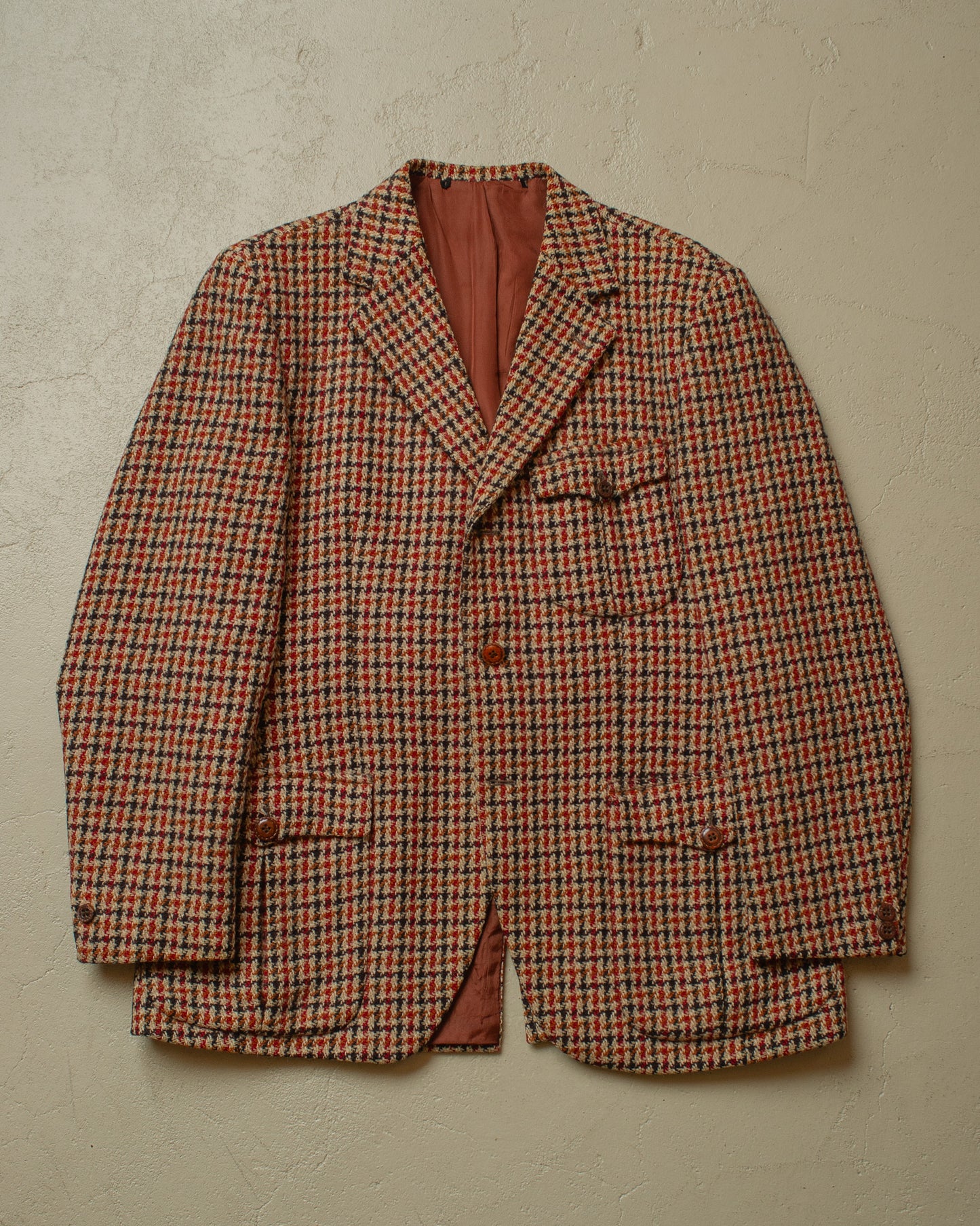 1960s Belted Tweed Sports Jacket beige/red - L