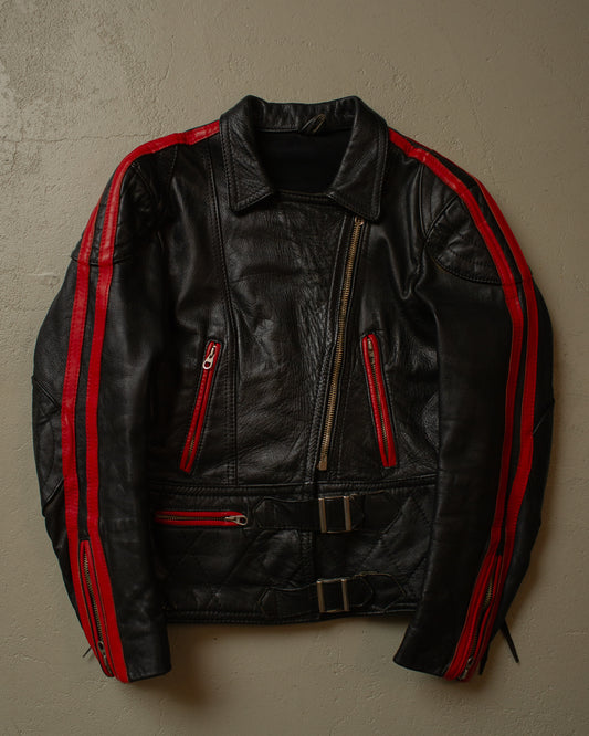 70s/80s Biker Leather Jacket black - S/M