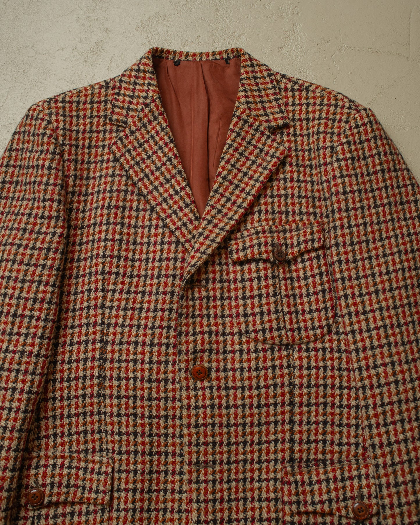1960s Belted Tweed Sports Jacket beige/red - L