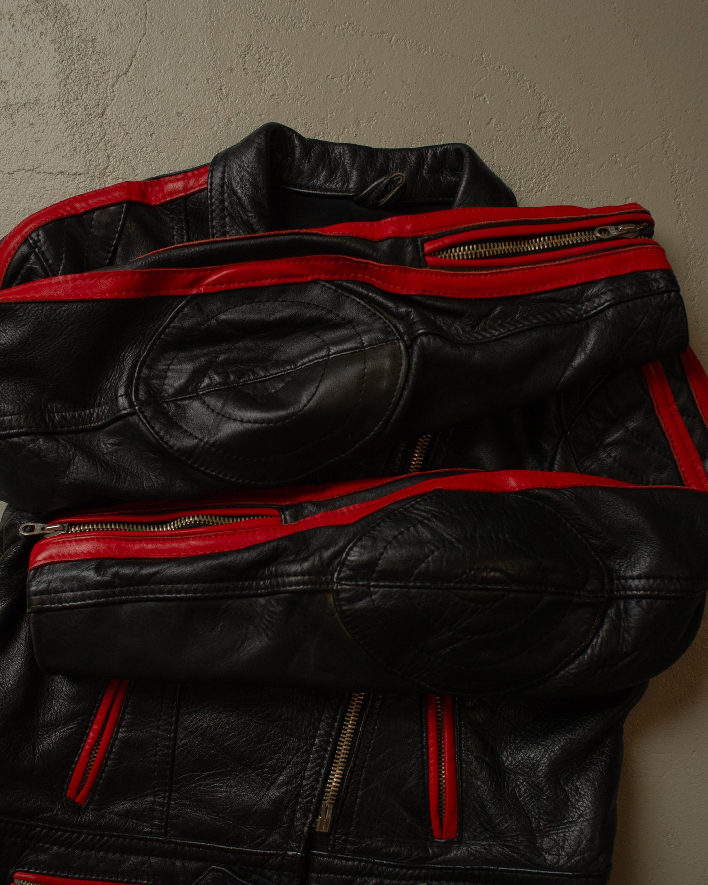 70s/80s Biker Leather Jacket black - S/M