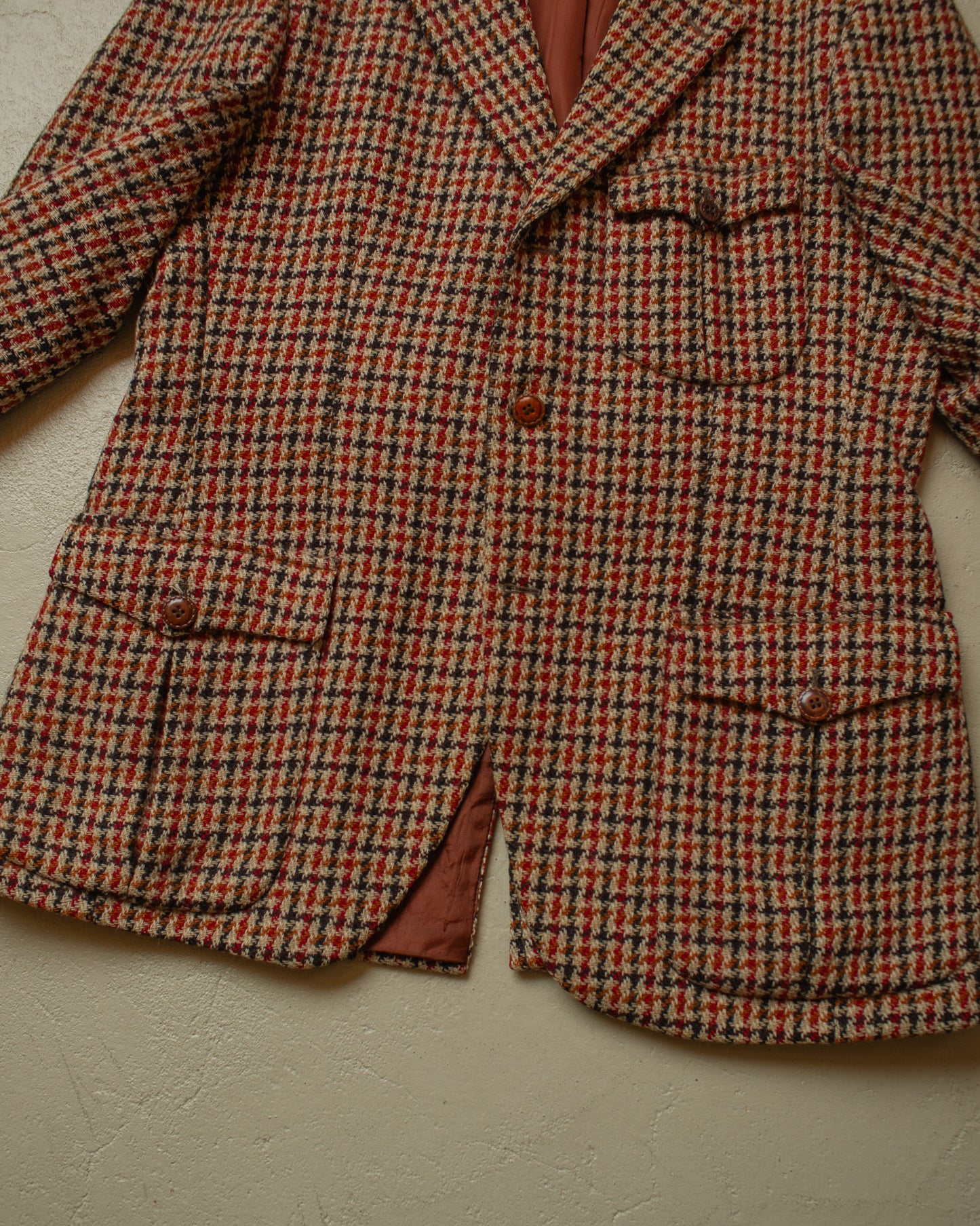 1960s Belted Tweed Sports Jacket beige/red - L