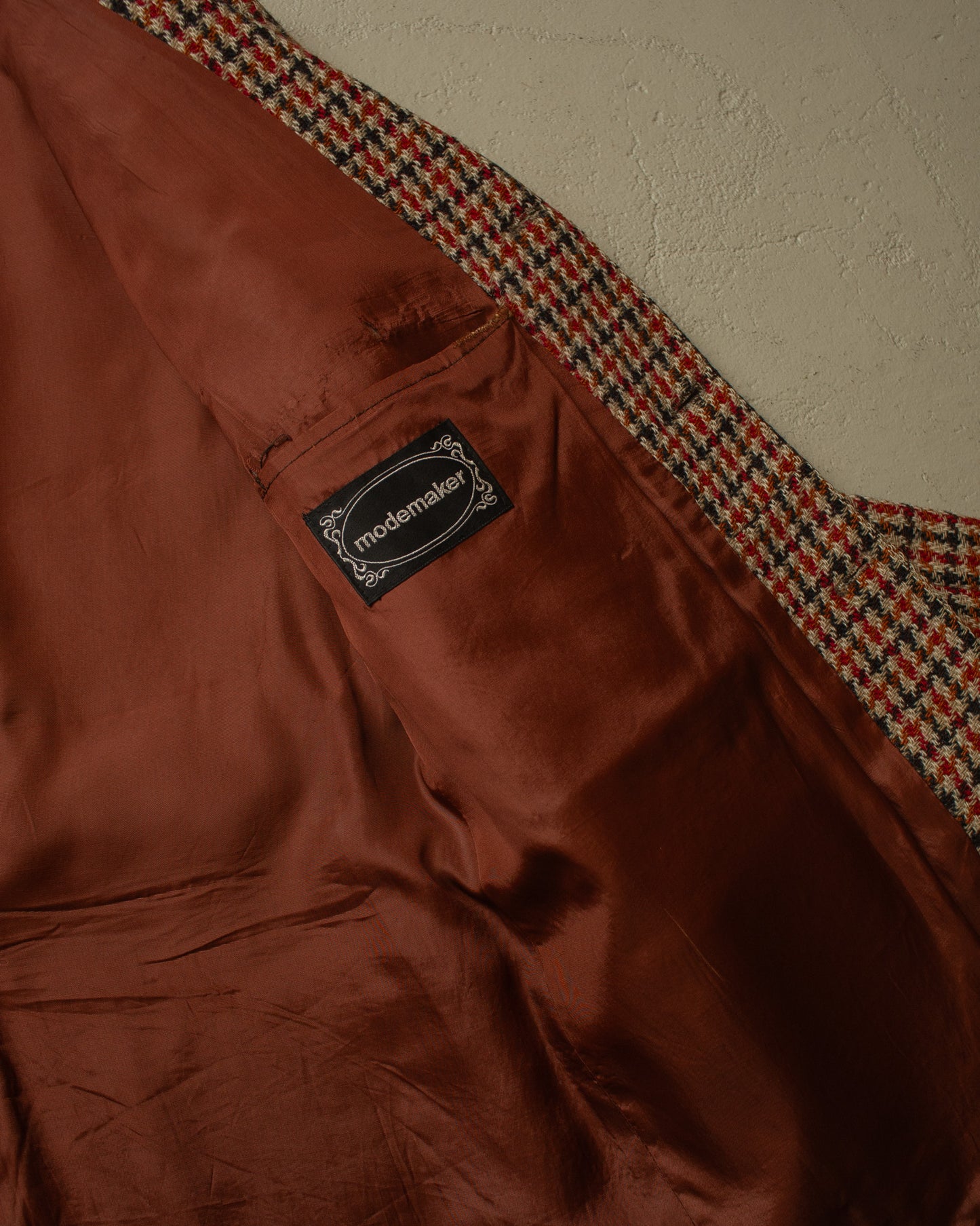 1960s Belted Tweed Sports Jacket beige/red - L