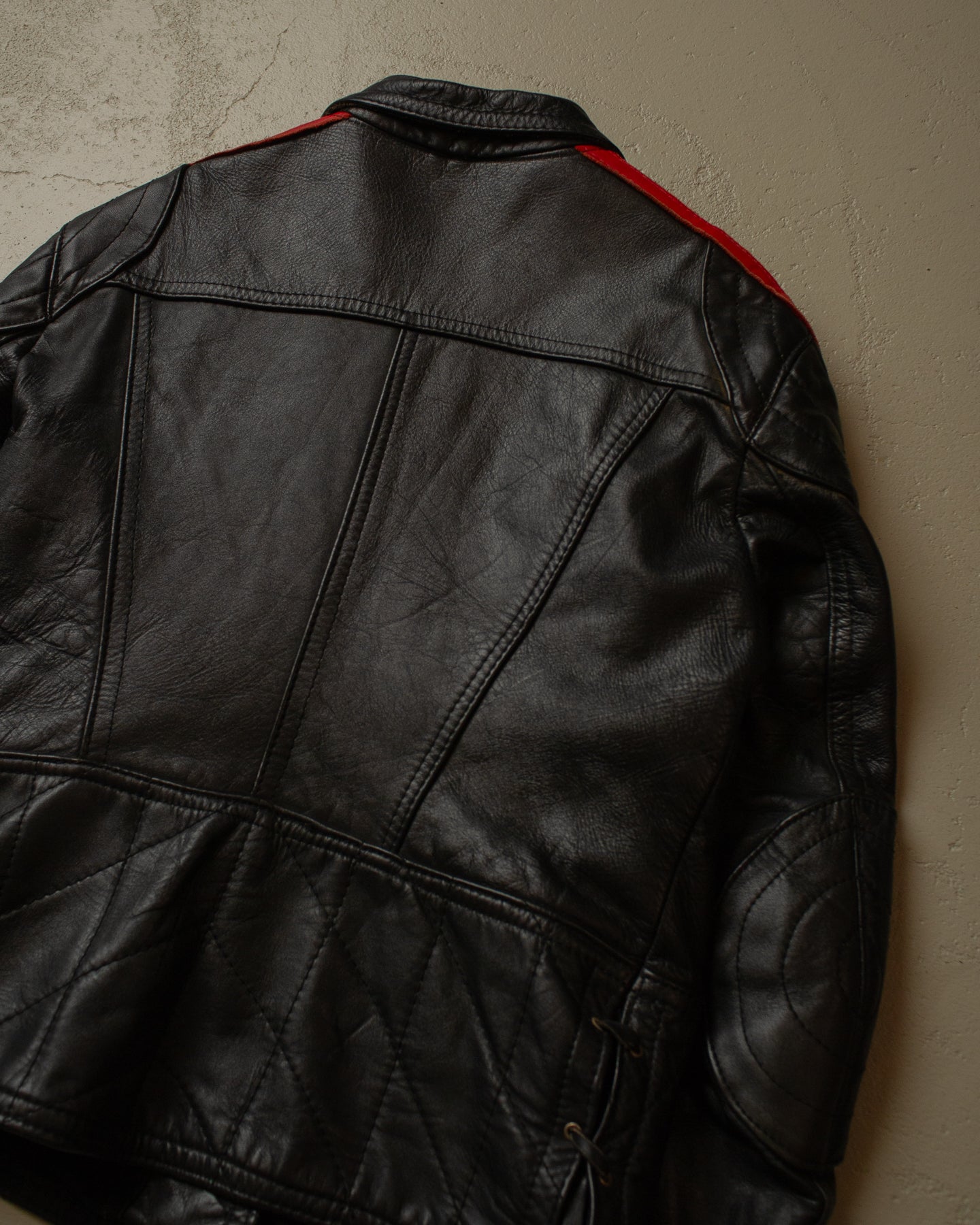 70s/80s Biker Leather Jacket black - S/M