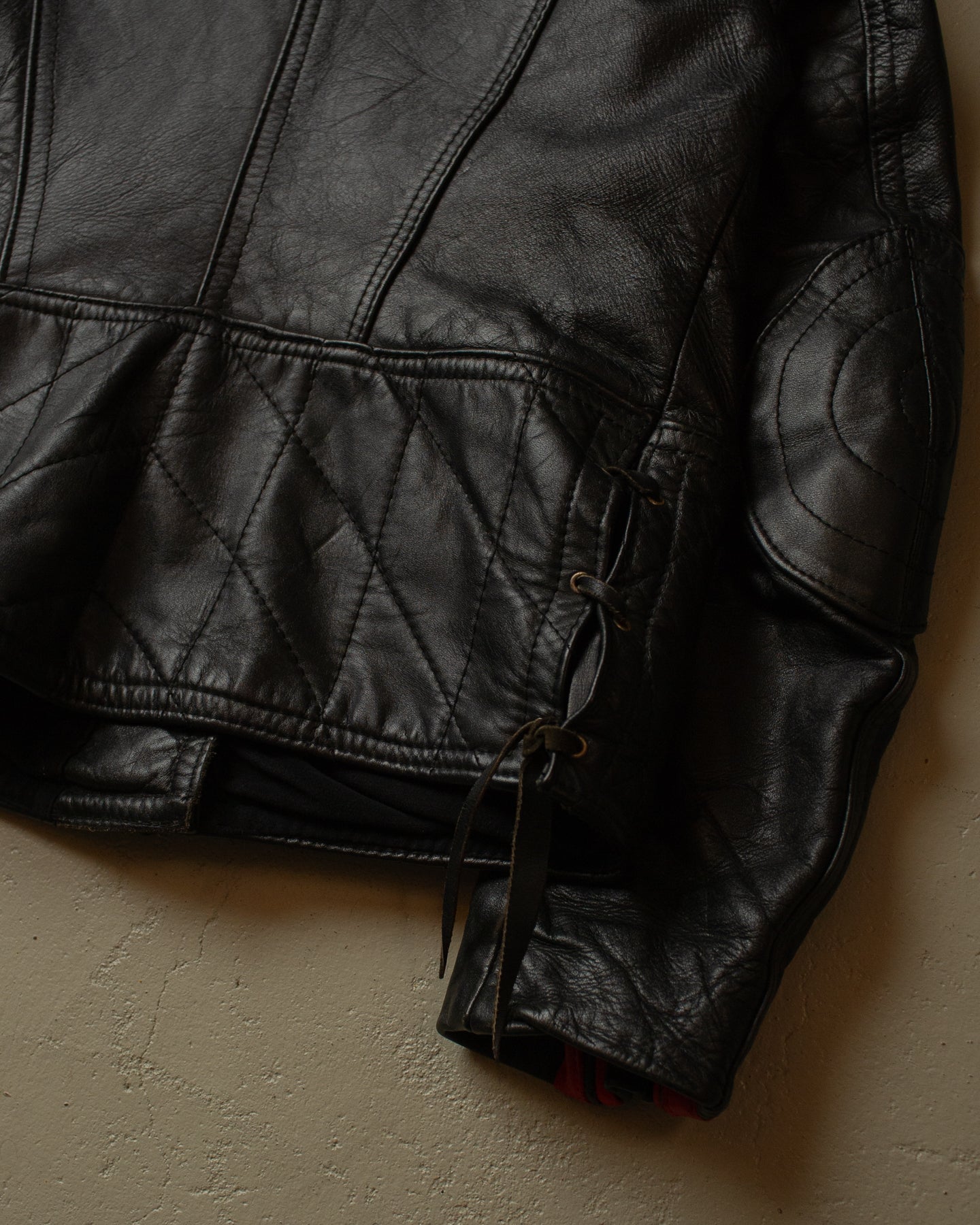 70s/80s Biker Leather Jacket black - S/M