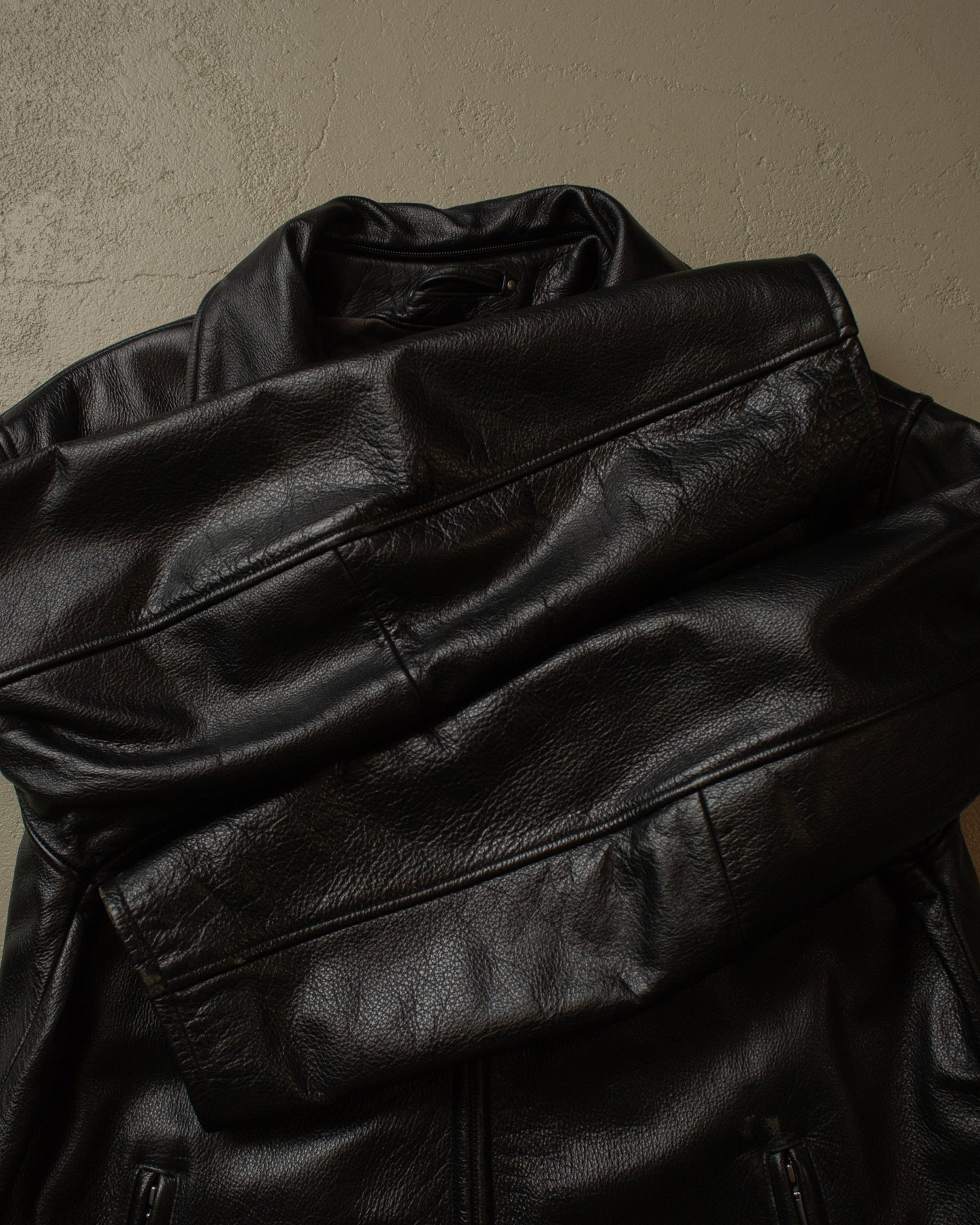 90s Trapper Leather Jacket black - XL