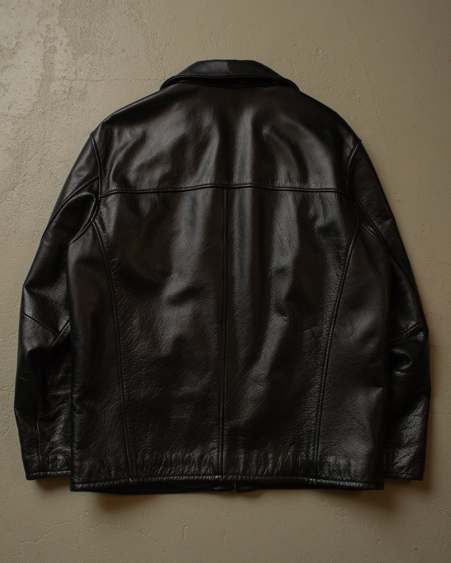 90s Trapper Leather Jacket black - XL