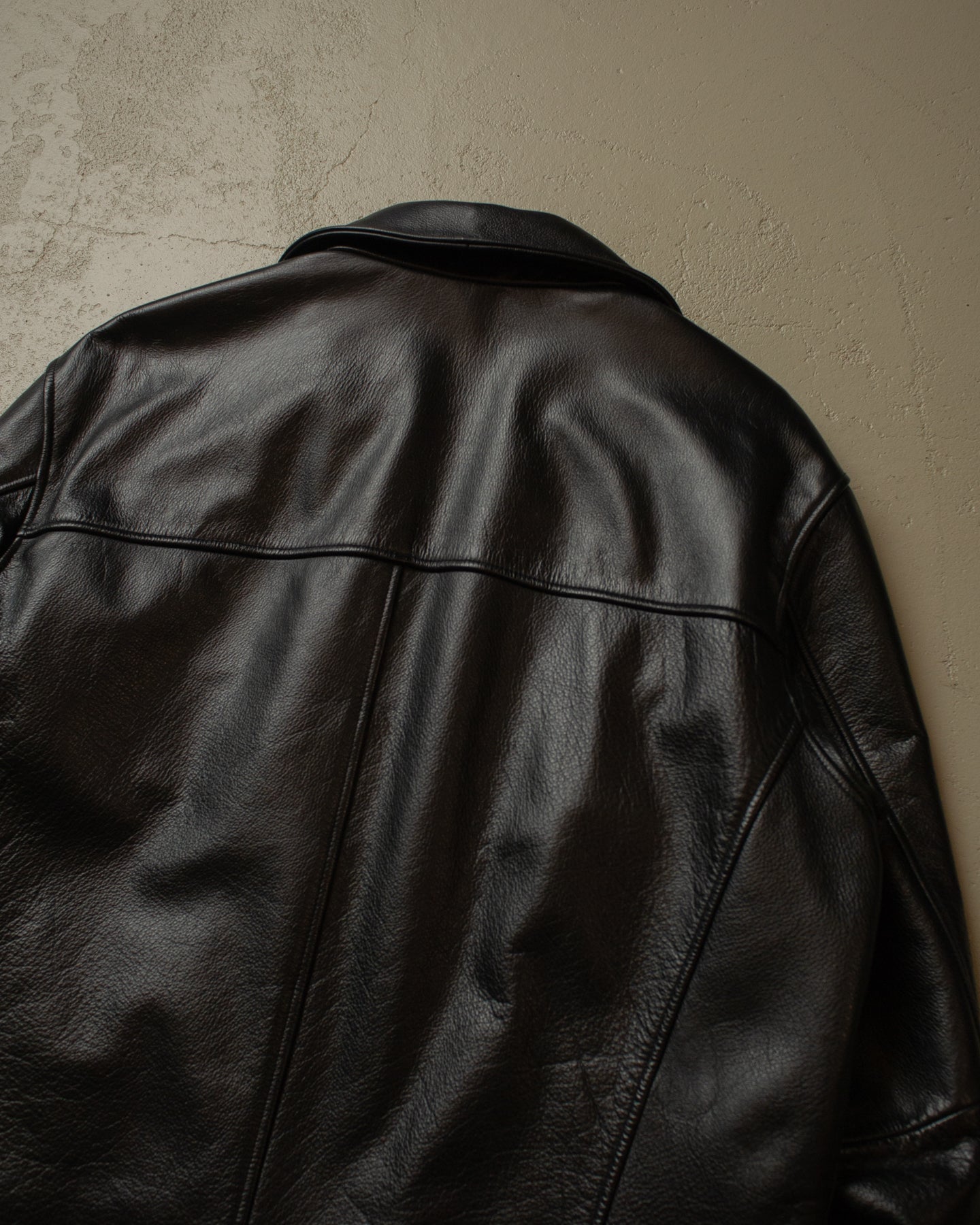 90s Trapper Leather Jacket black - XL