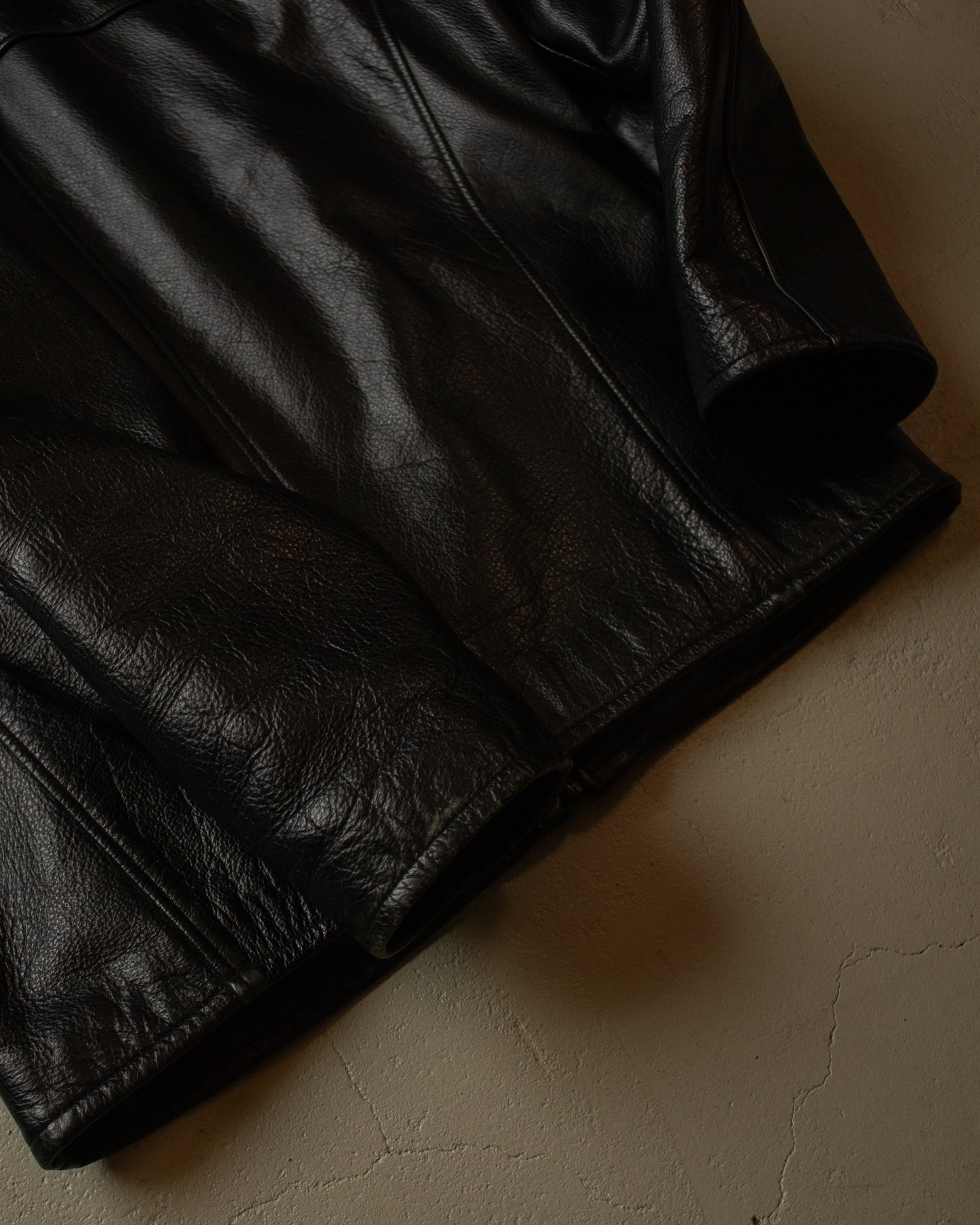 90s Trapper Leather Jacket black - XL